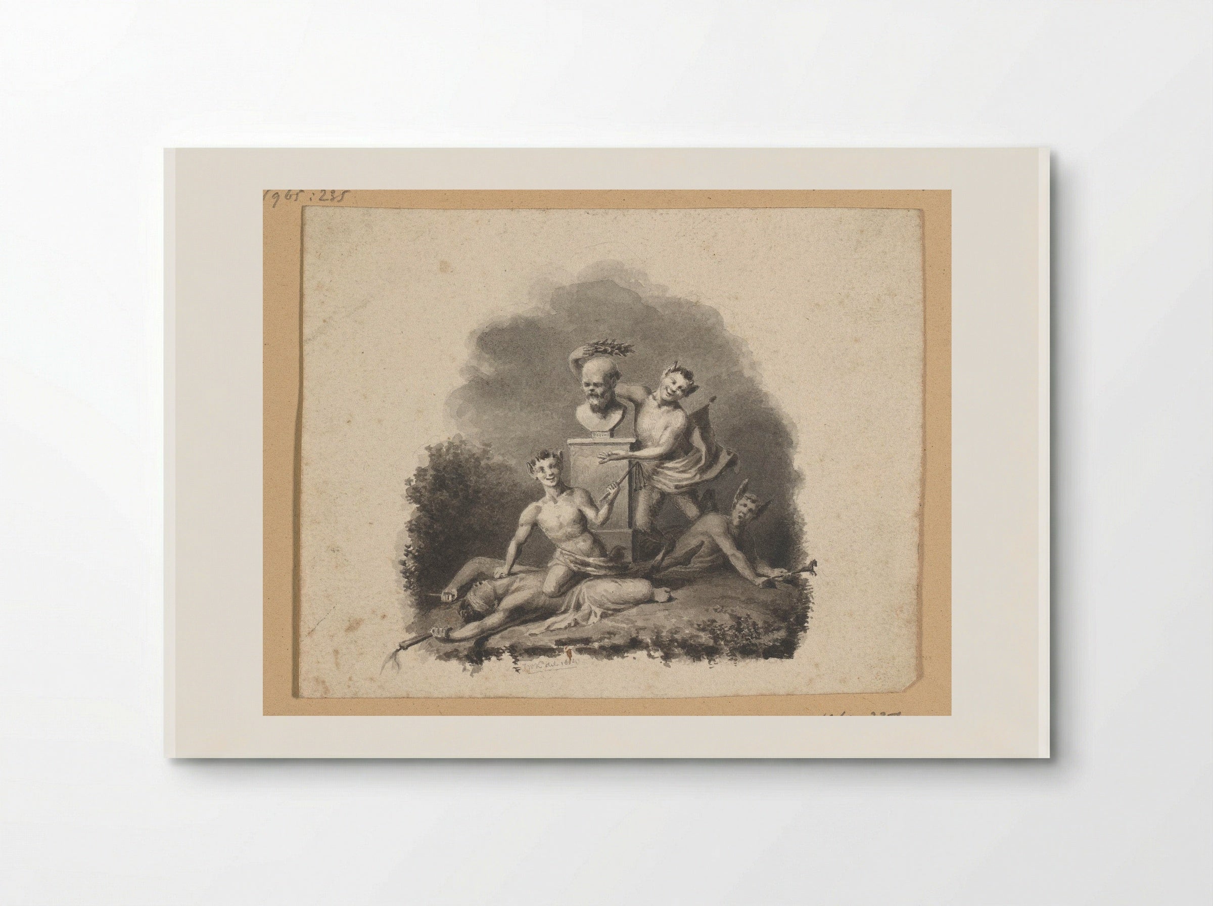 Buste van Socrates omgeven door drie saters - Johann Wilhelm Kaiser (I) - Poster