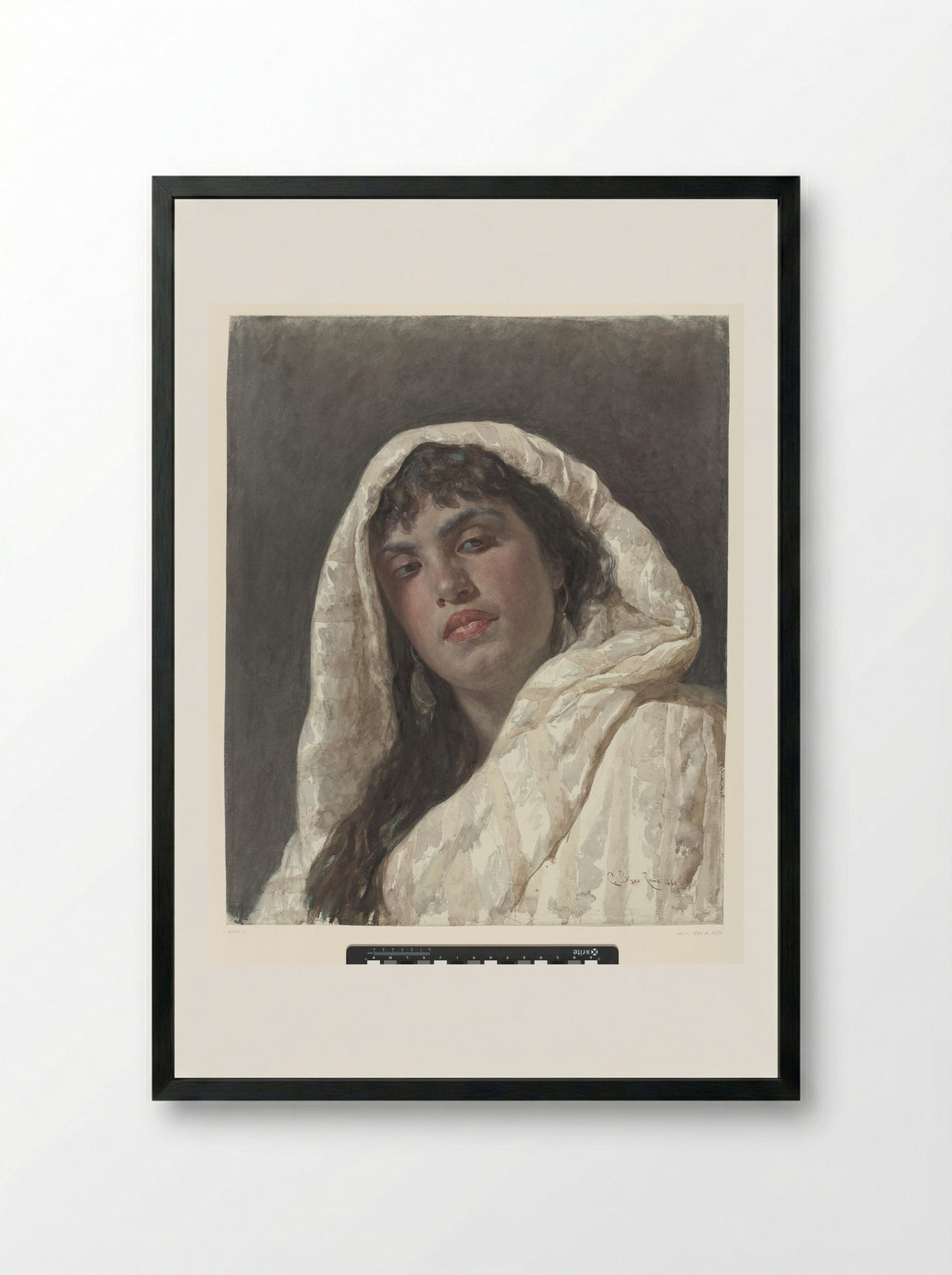 Buste van een Oosterse vrouw - Cesare Biseo - Framed Print Black
