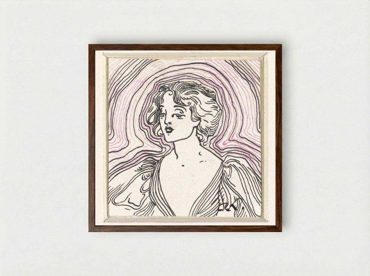 Buste van een jonge vrouw - C. Lapine - Framed Print Dark Wood