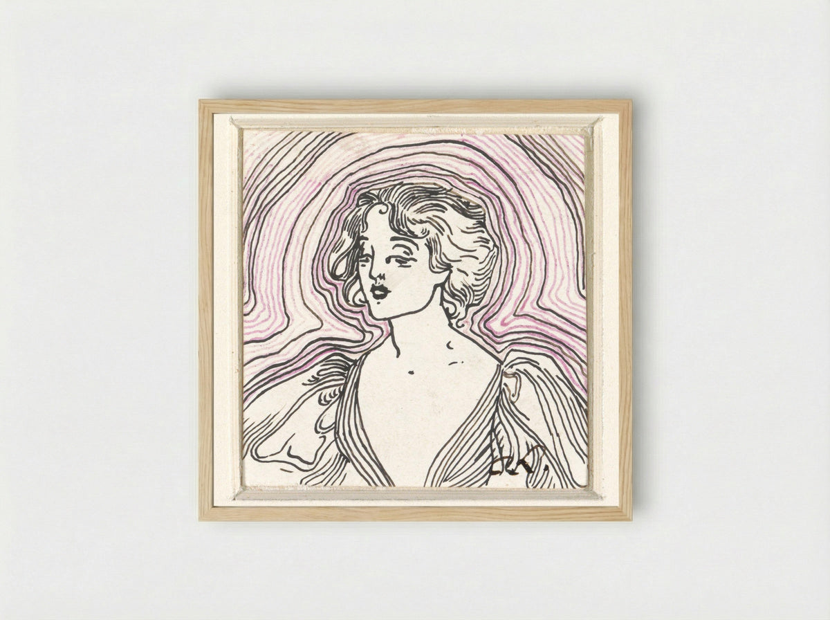 Buste van een jonge vrouw - C. Lapine - Framed Print Wood