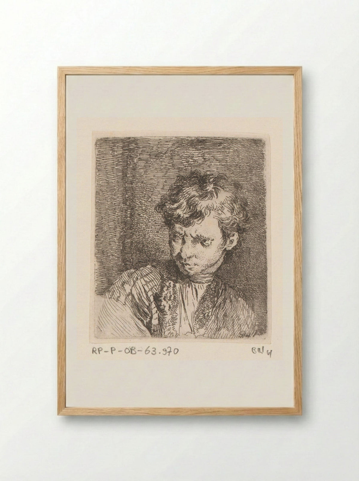 Buste van een jongen (Bust of a Boy) - Jacques-Philippe Le Bas - Framed Print Wood