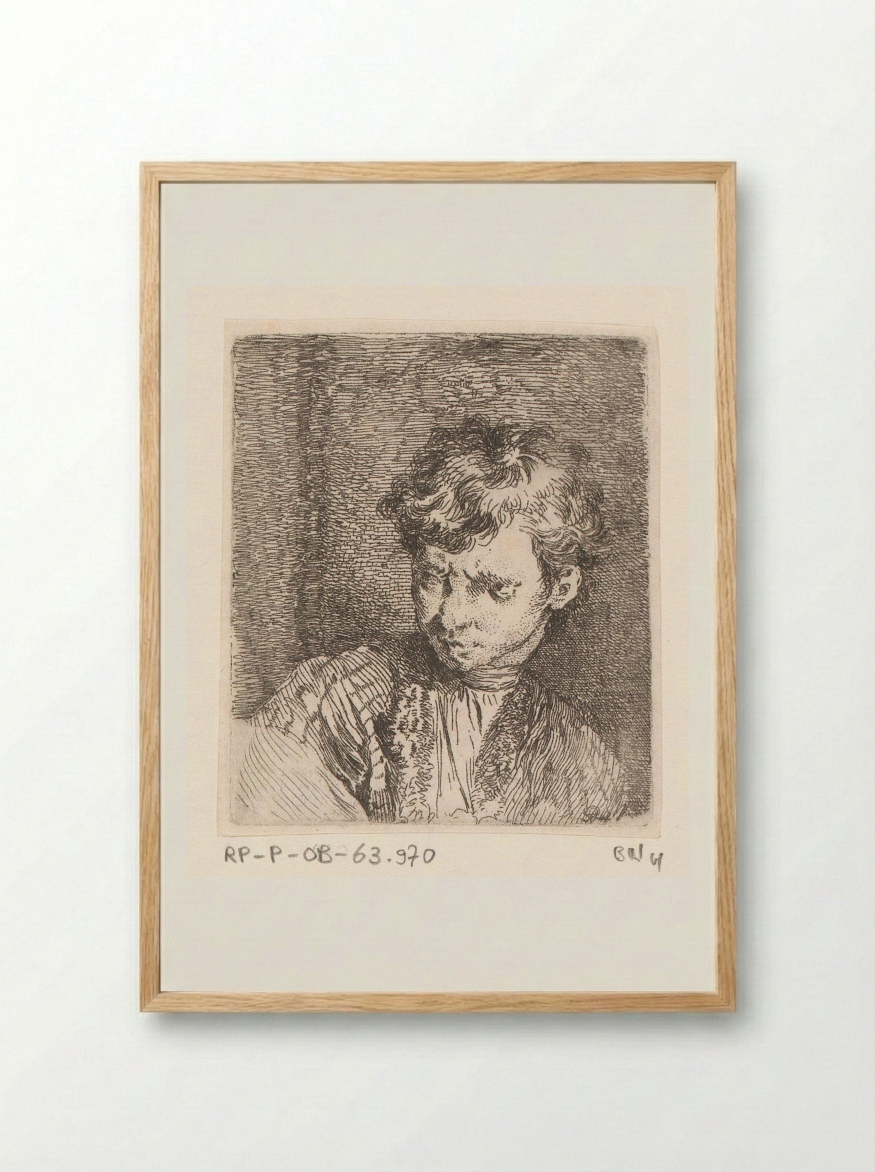 Buste van een jongen (Bust of a Boy) - Jacques-Philippe Le Bas - Framed Print Wood