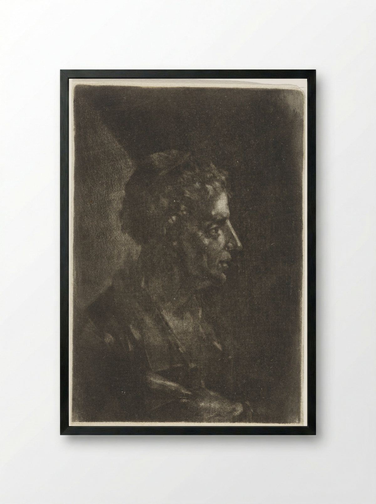 Buste van een man, in profiel - Justus van den Nijpoort - Framed Print Black