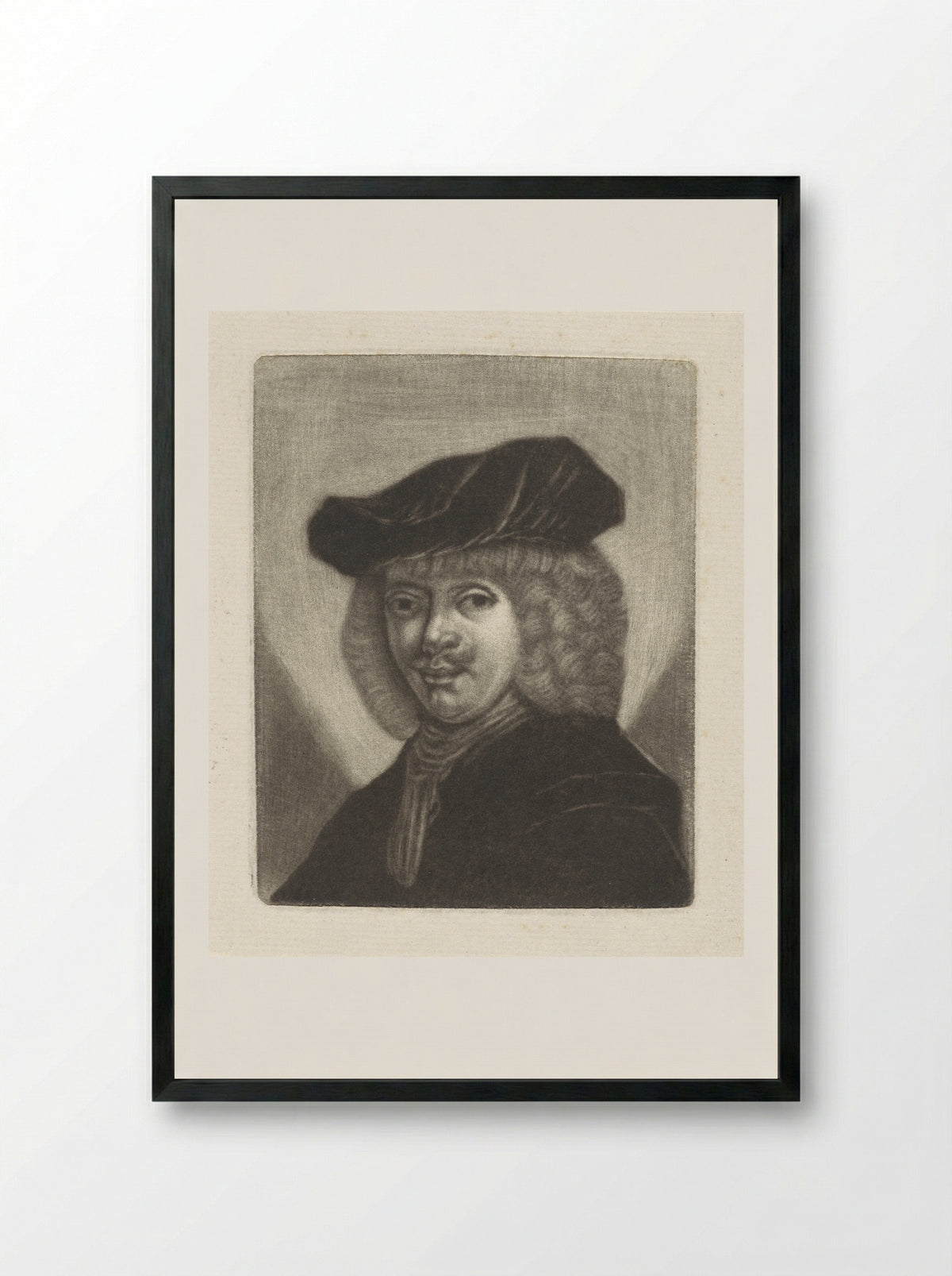 Buste van een man met een baret - Monogrammist BVH - Framed Print Black