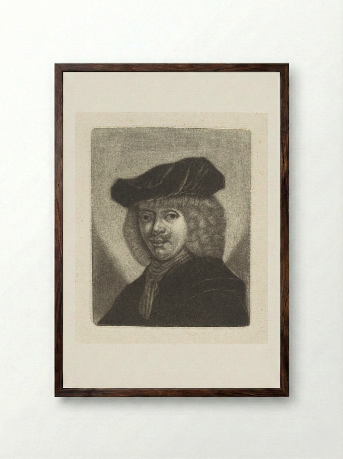 Buste van een man met een baret - Monogrammist BVH - Framed Print Dark Wood