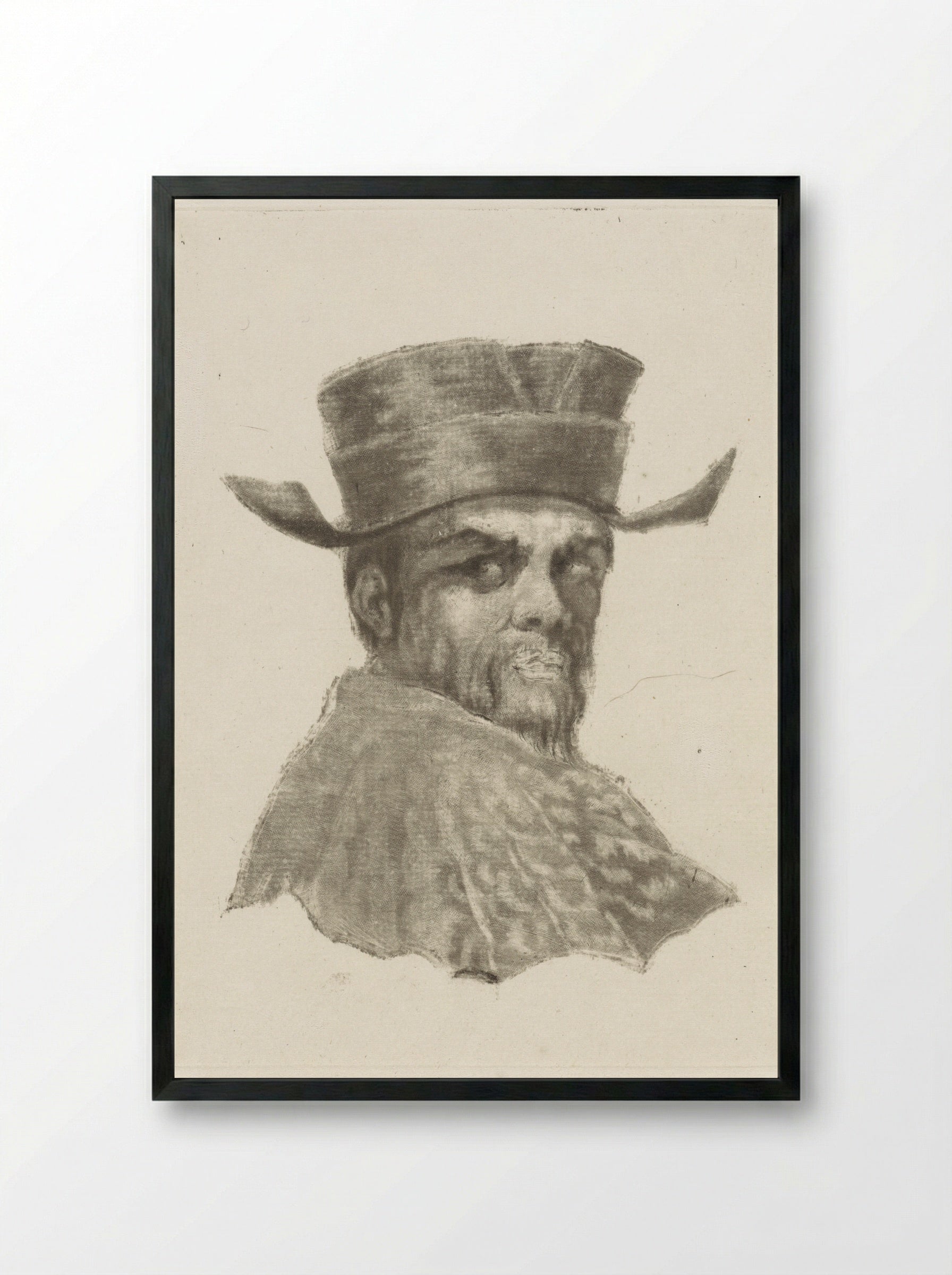 Buste van een man met een hoed - Dirk van der Toorn - Framed Print Black