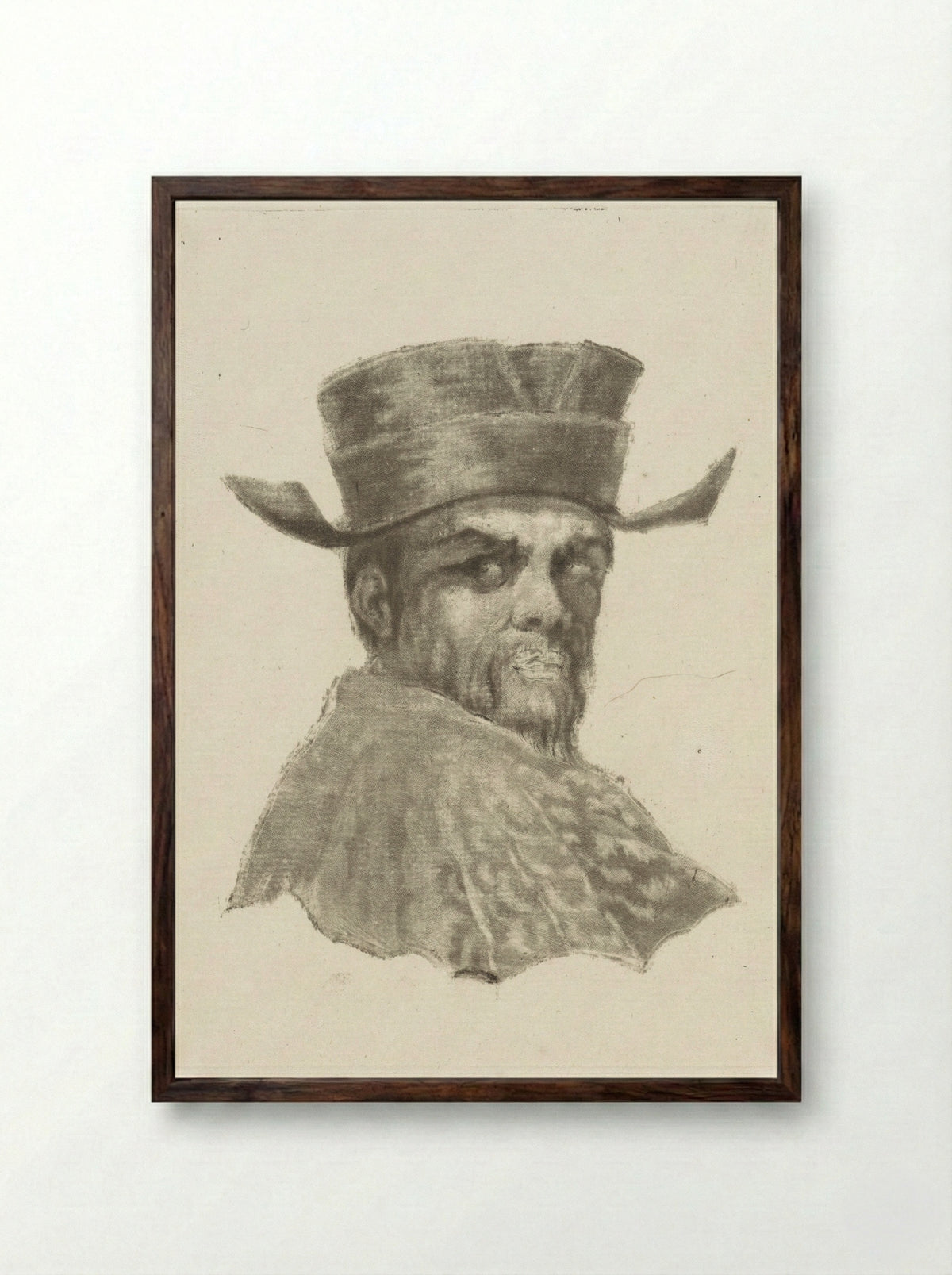 Buste van een man met een hoed - Dirk van der Toorn - Framed Print Dark Wood