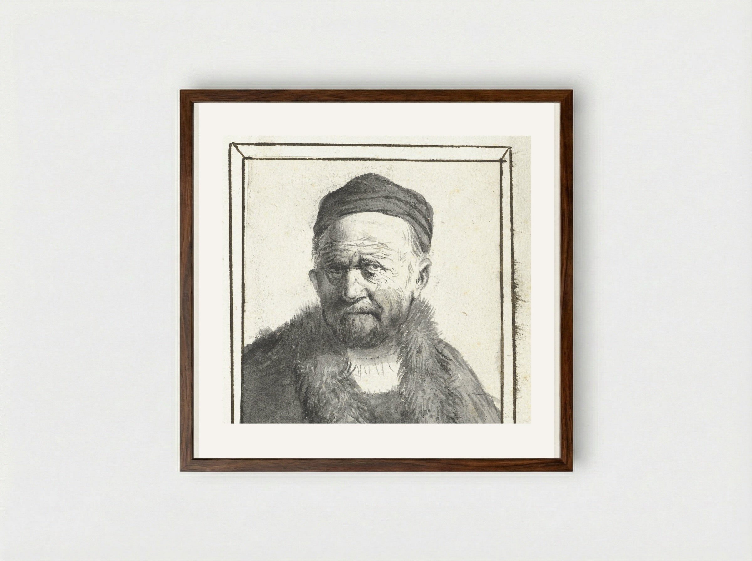 Buste van een man - Moses ter Borch - Framed Print Dark Wood
