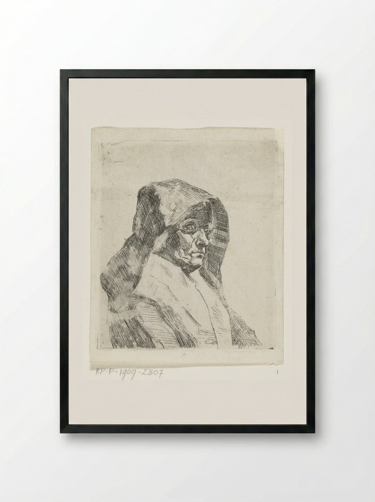 Buste van vrouw met muts - Jan Bikkers - Framed Print Black