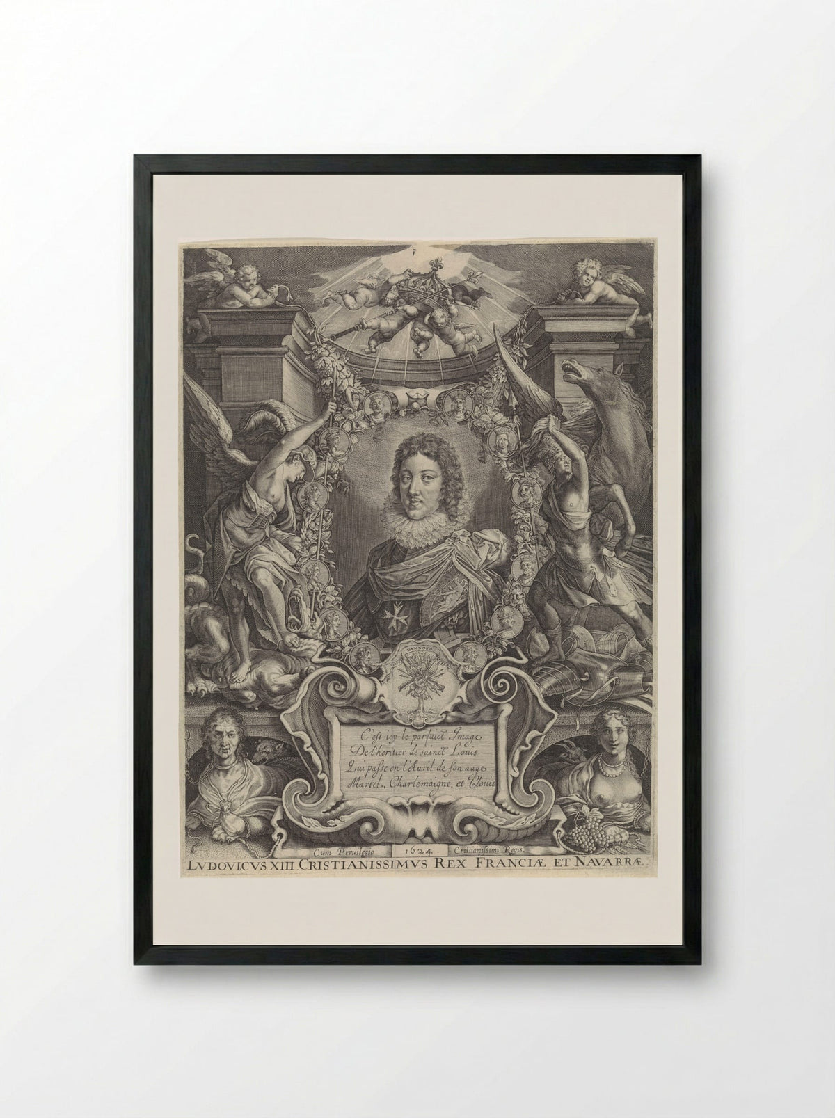 Busteportret van Lodewijk XIII - Crispijn van de Passe (II) - Framed Print Black
