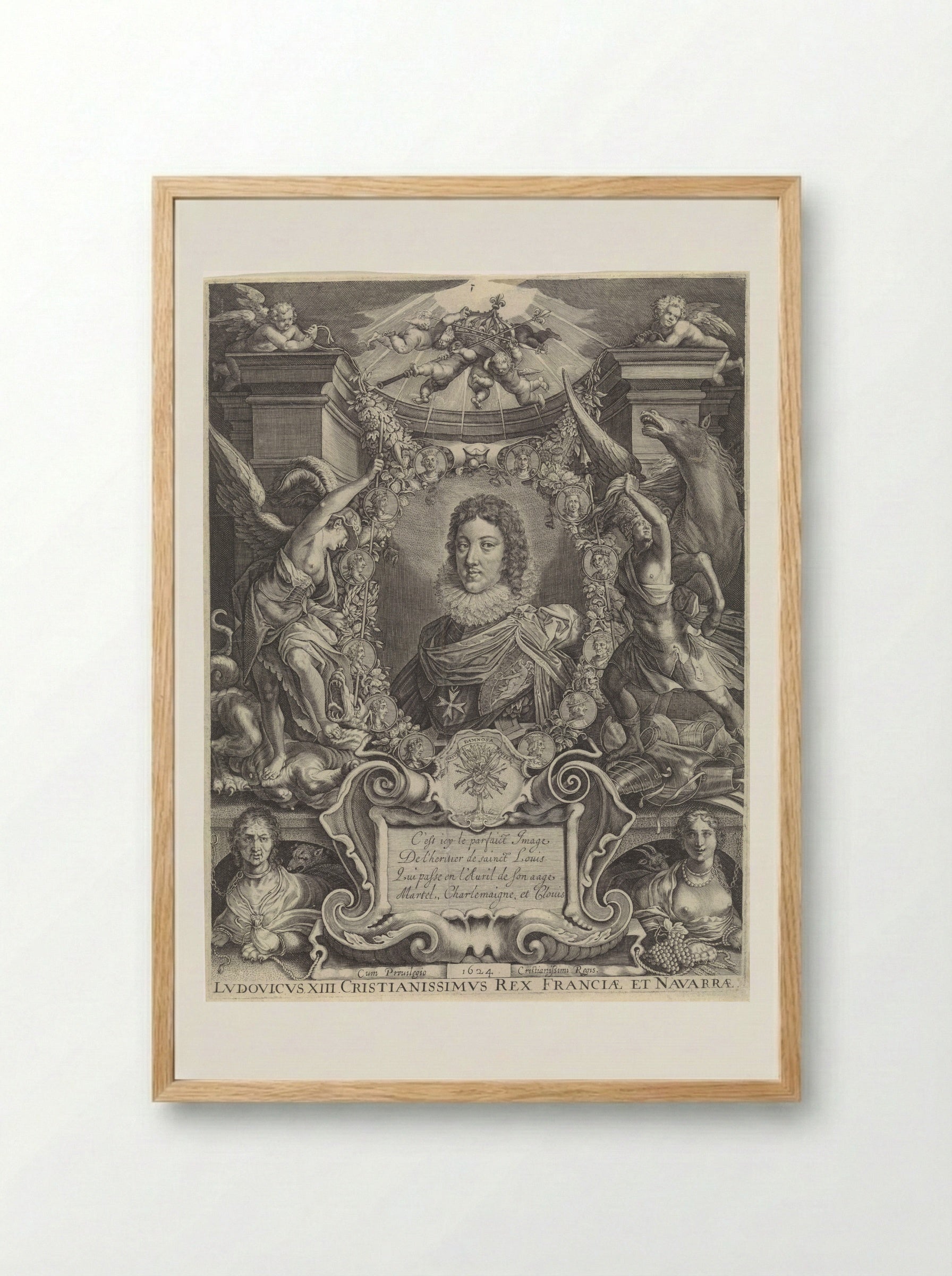 Busteportret van Lodewijk XIII - Crispijn van de Passe (II) - Framed Print Wood
