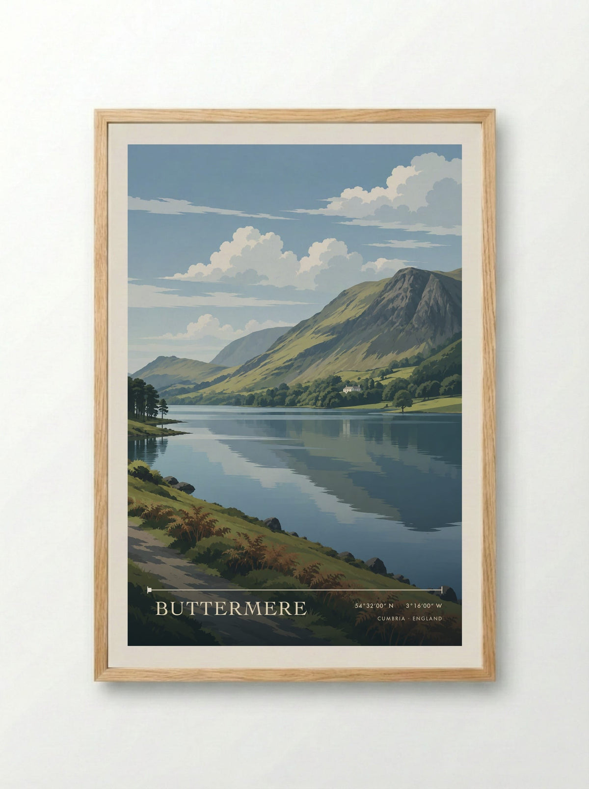 Buttermere, Cumbria | Travel Poster - Framed Print Wood