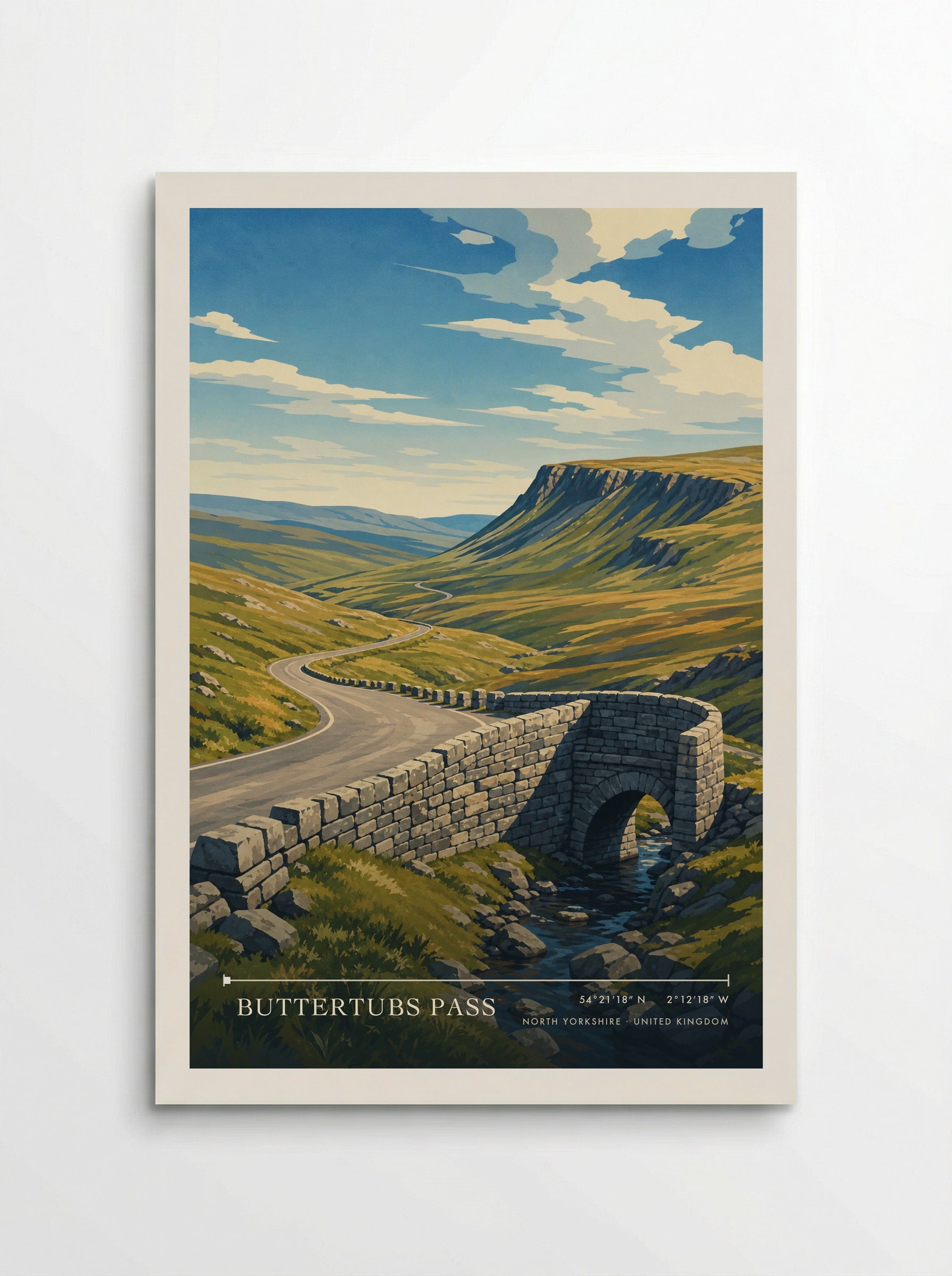 Buttertubs Pass North Yorkshire United Kingdom Travel Poster - Poster