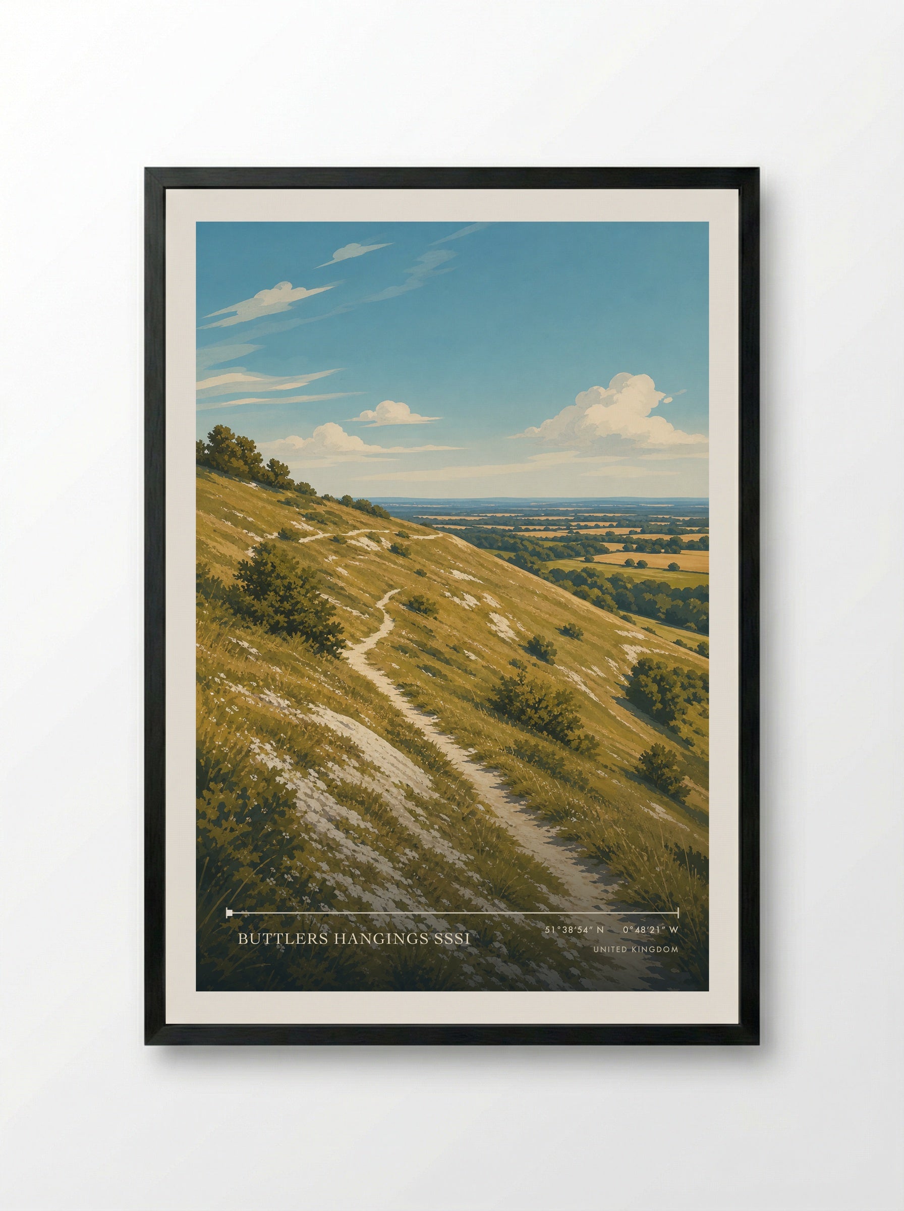 Buttlers Hangings SSSI United Kingdom Travel Poster - Framed Print Black