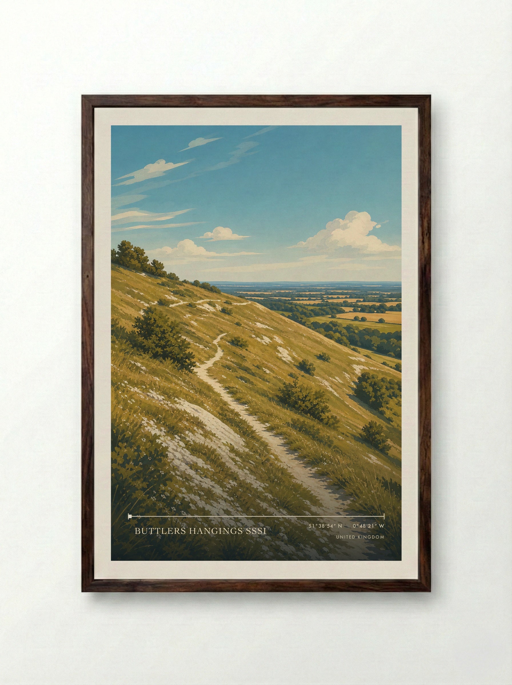 Buttlers Hangings SSSI United Kingdom Travel Poster - Framed Print Dark Wood