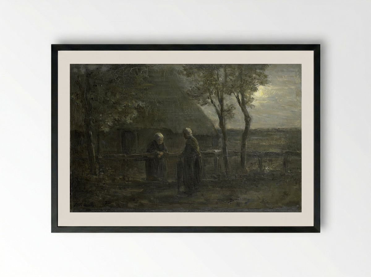 Buurpraatje (Neighbourly Chat) - Jozef Israëls - Framed Print Black