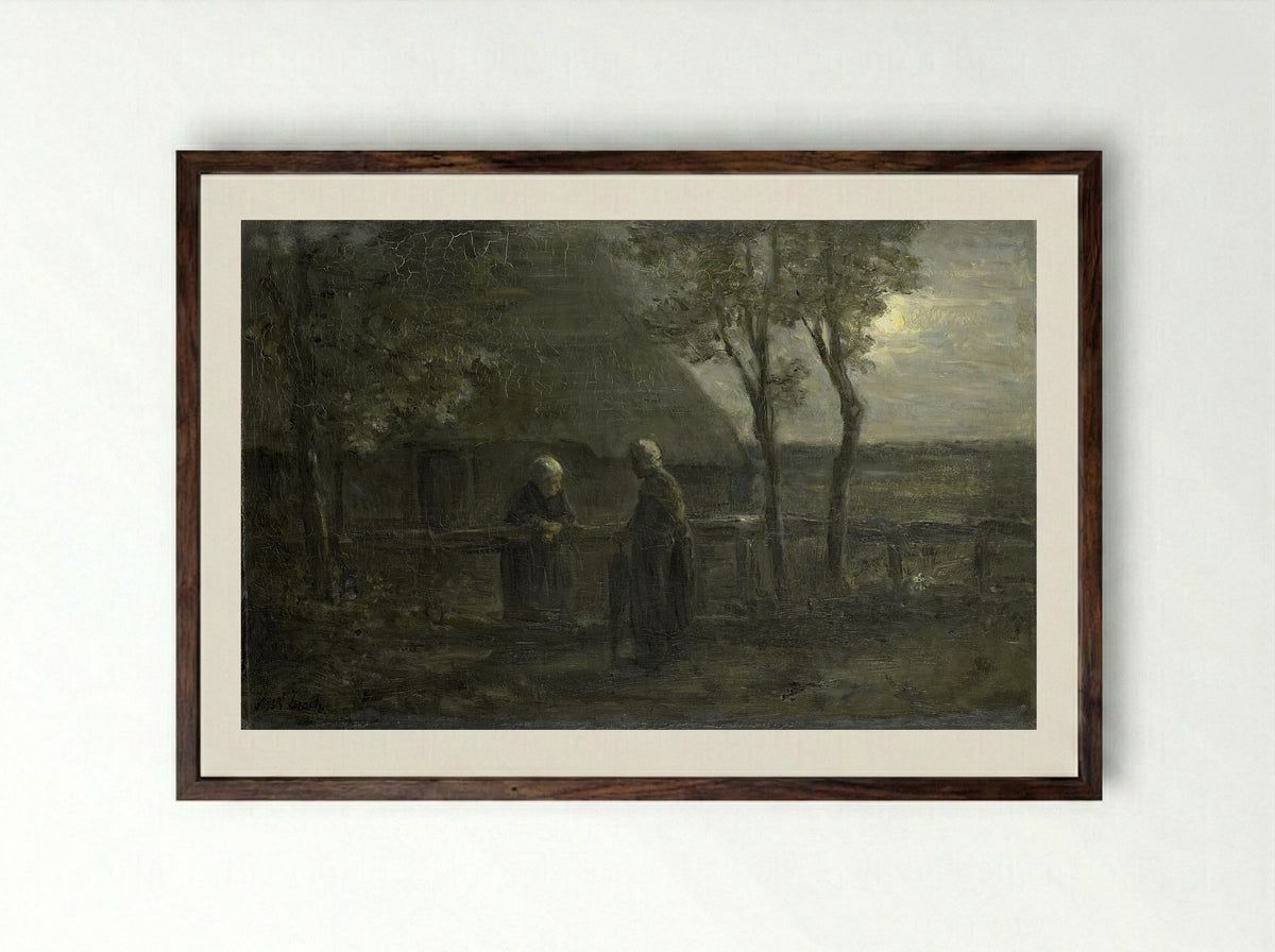 Buurpraatje (Neighbourly Chat) - Jozef Israëls - Framed Print Dark Wood