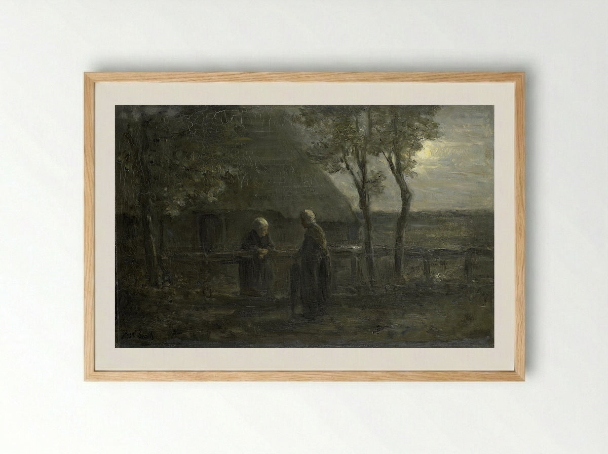 Buurpraatje (Neighbourly Chat) - Jozef Israëls - Framed Print Wood