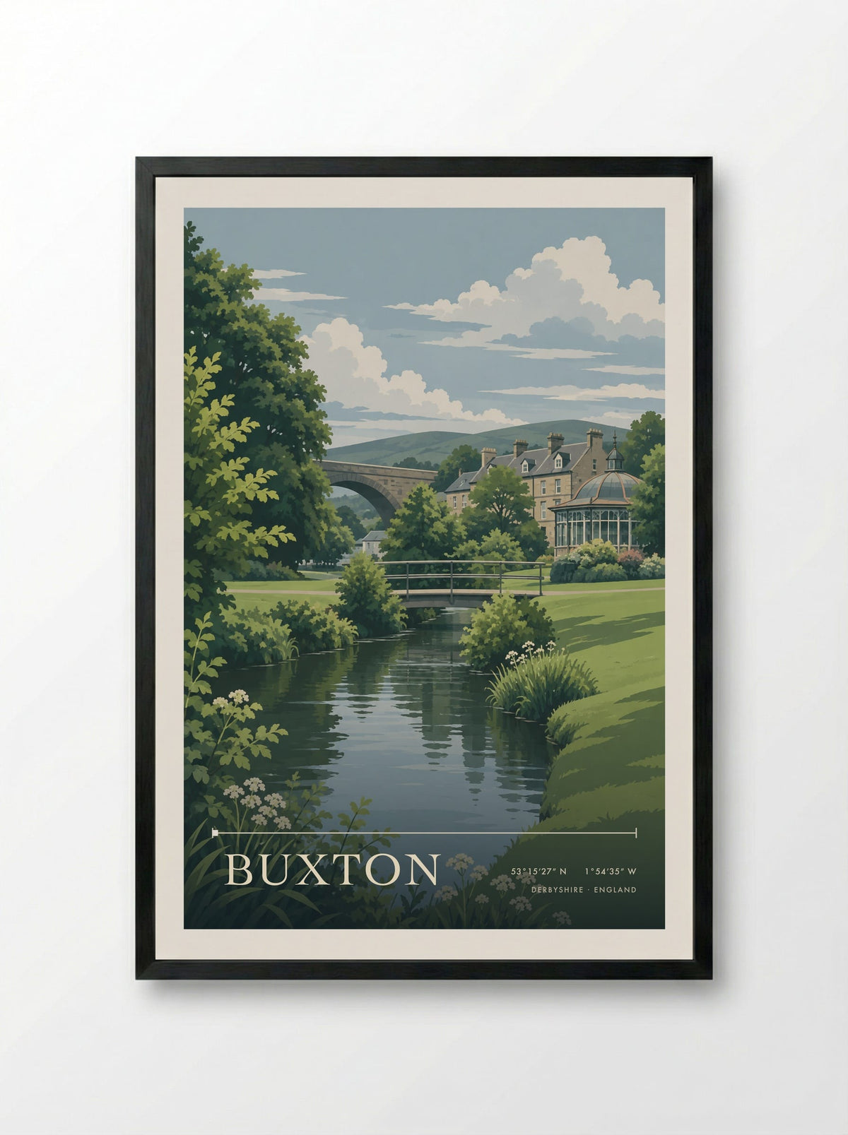 Buxton, Derbyshire | Travel Poster - Framed Print Black