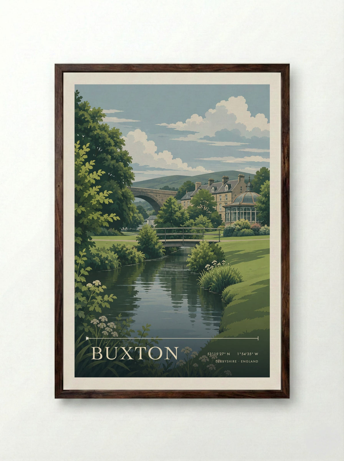 Buxton, Derbyshire | Travel Poster - Framed Print Dark Wood