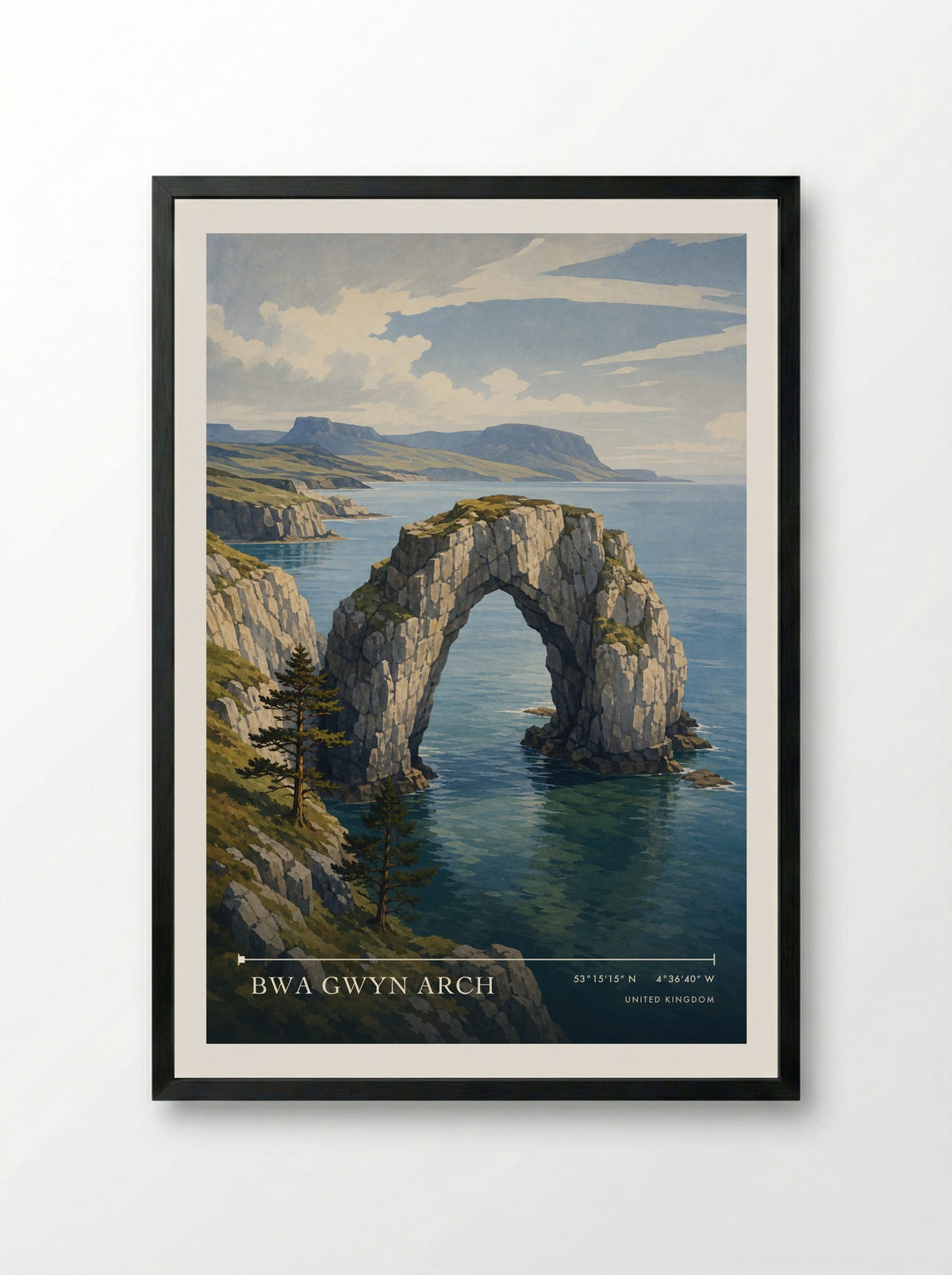 Bwa Gwyn Arch United Kingdom Travel Poster - Framed Print Black