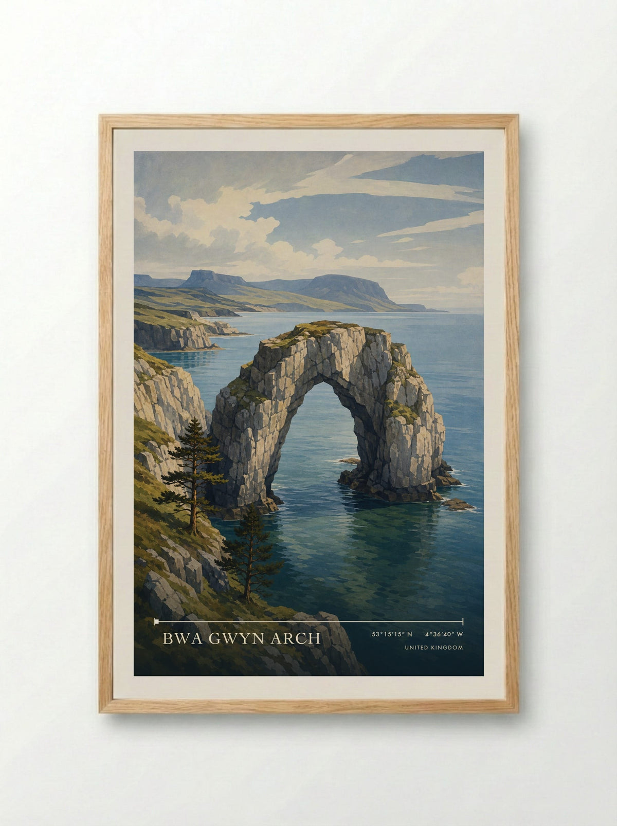 Bwa Gwyn Arch United Kingdom Travel Poster - Framed Print Wood
