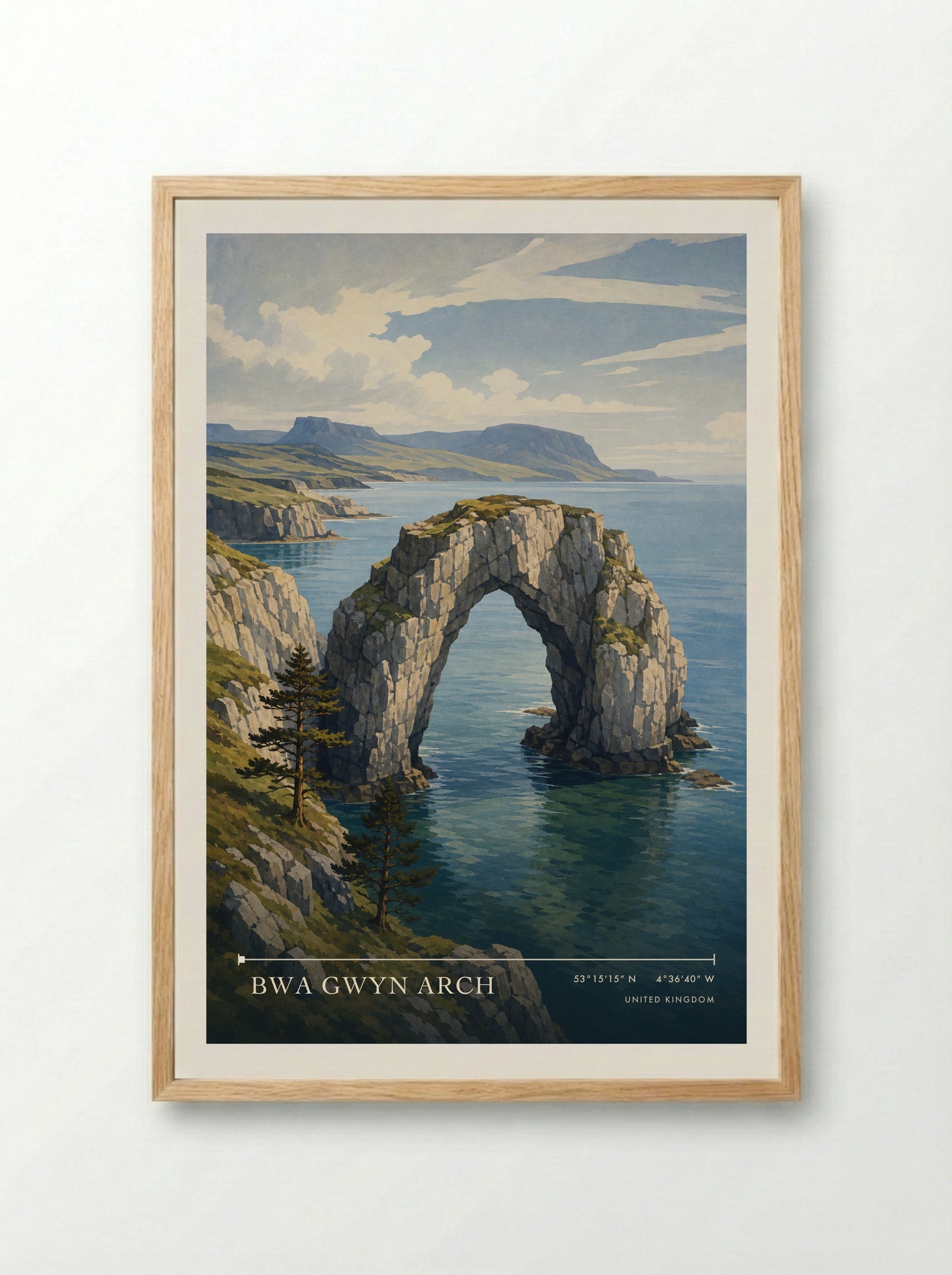 Bwa Gwyn Arch United Kingdom Travel Poster - Framed Print Wood