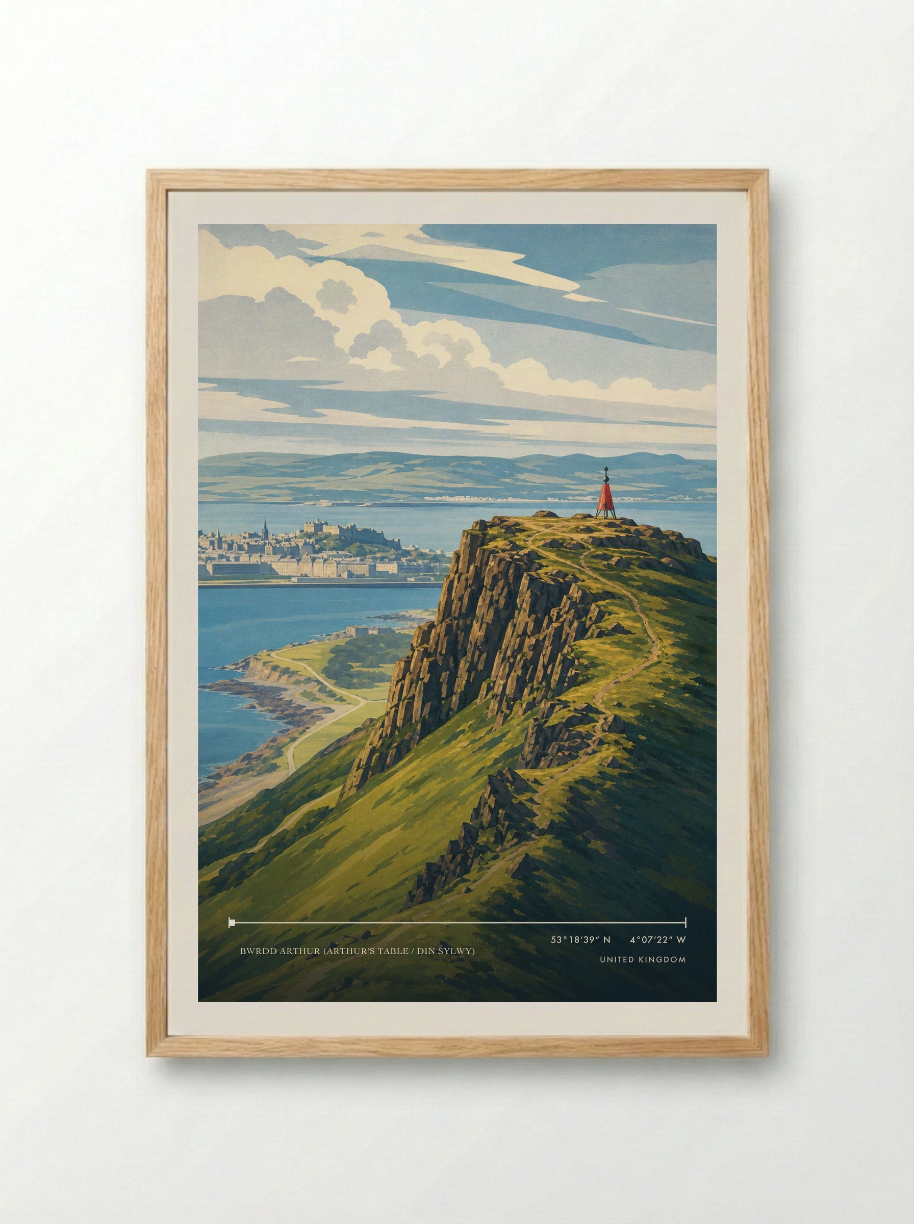 Bwrdd Arthur (Arthur's Table / Din Sylwy) United Kingdom Travel Poster - Framed Print Wood