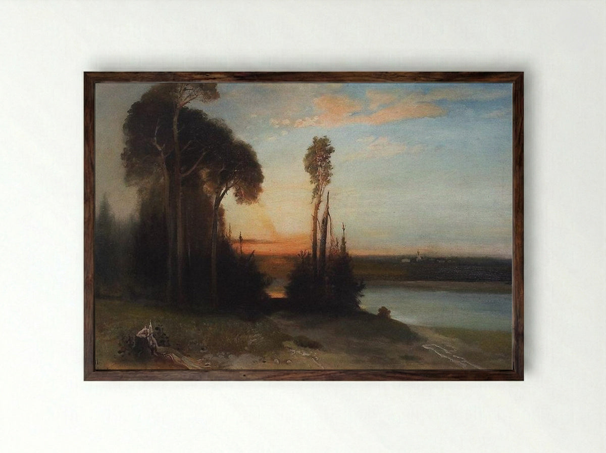 By Evening - Aleksey Savrasov - Framed Print Dark Wood