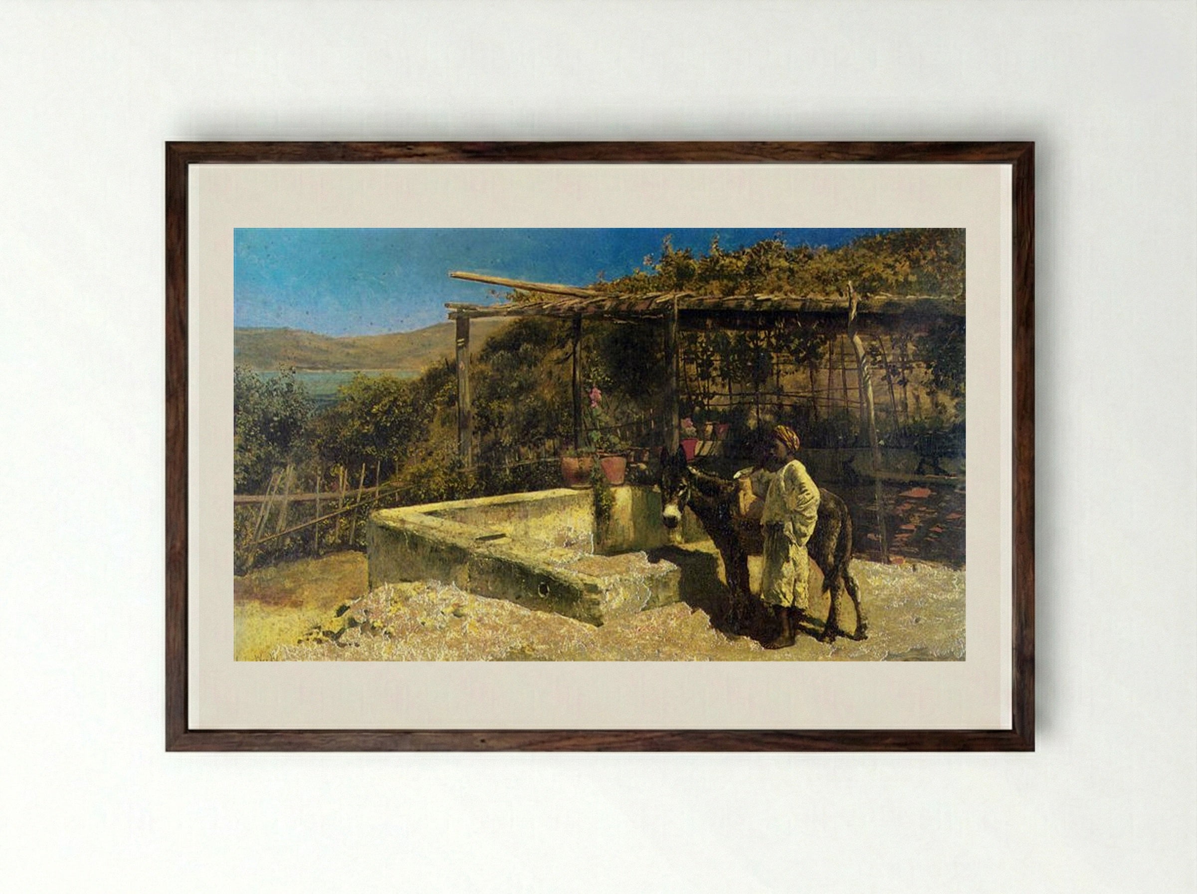 By The Well - Edwin Lord Weeks - Framed Print Dark Wood