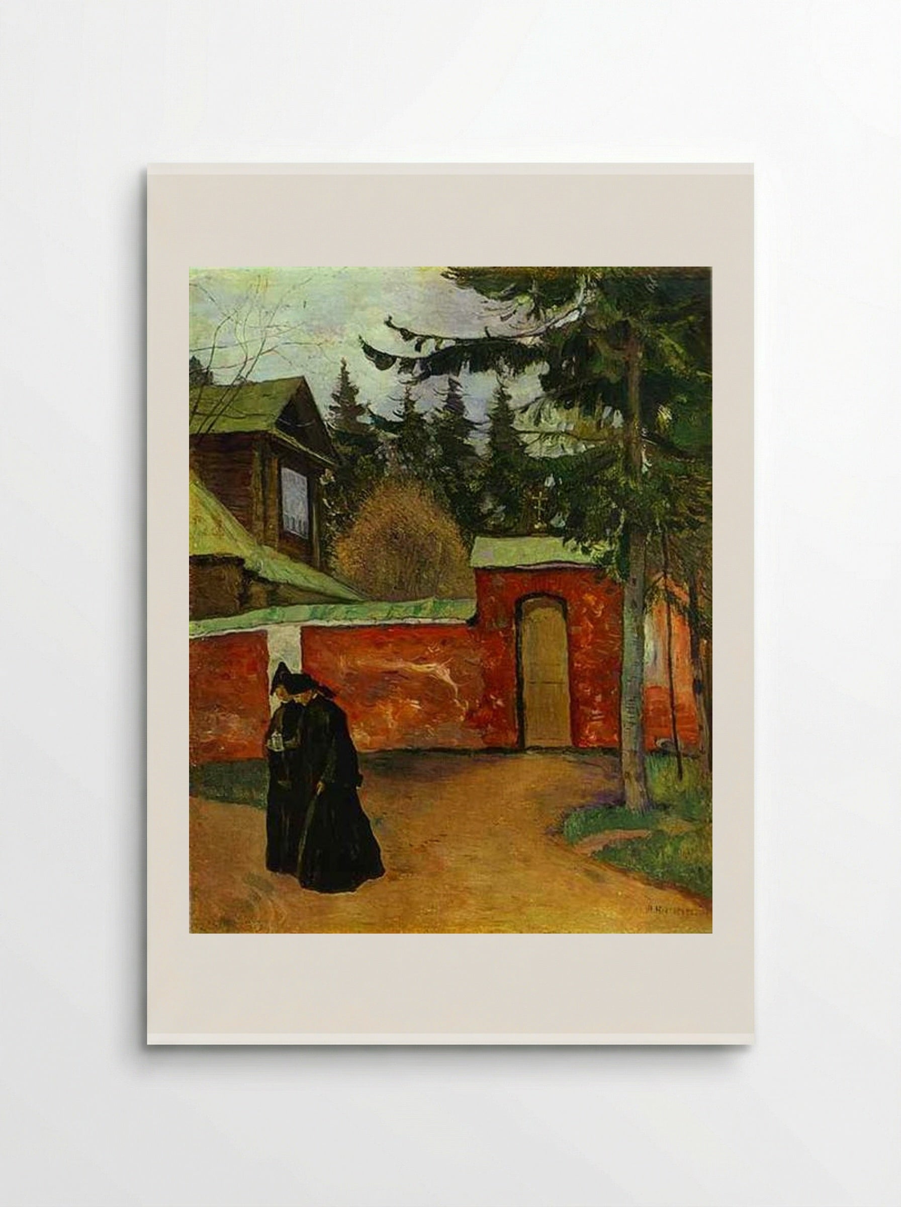 By a Monastery Entrance - Mikhail Nesterov - Poster