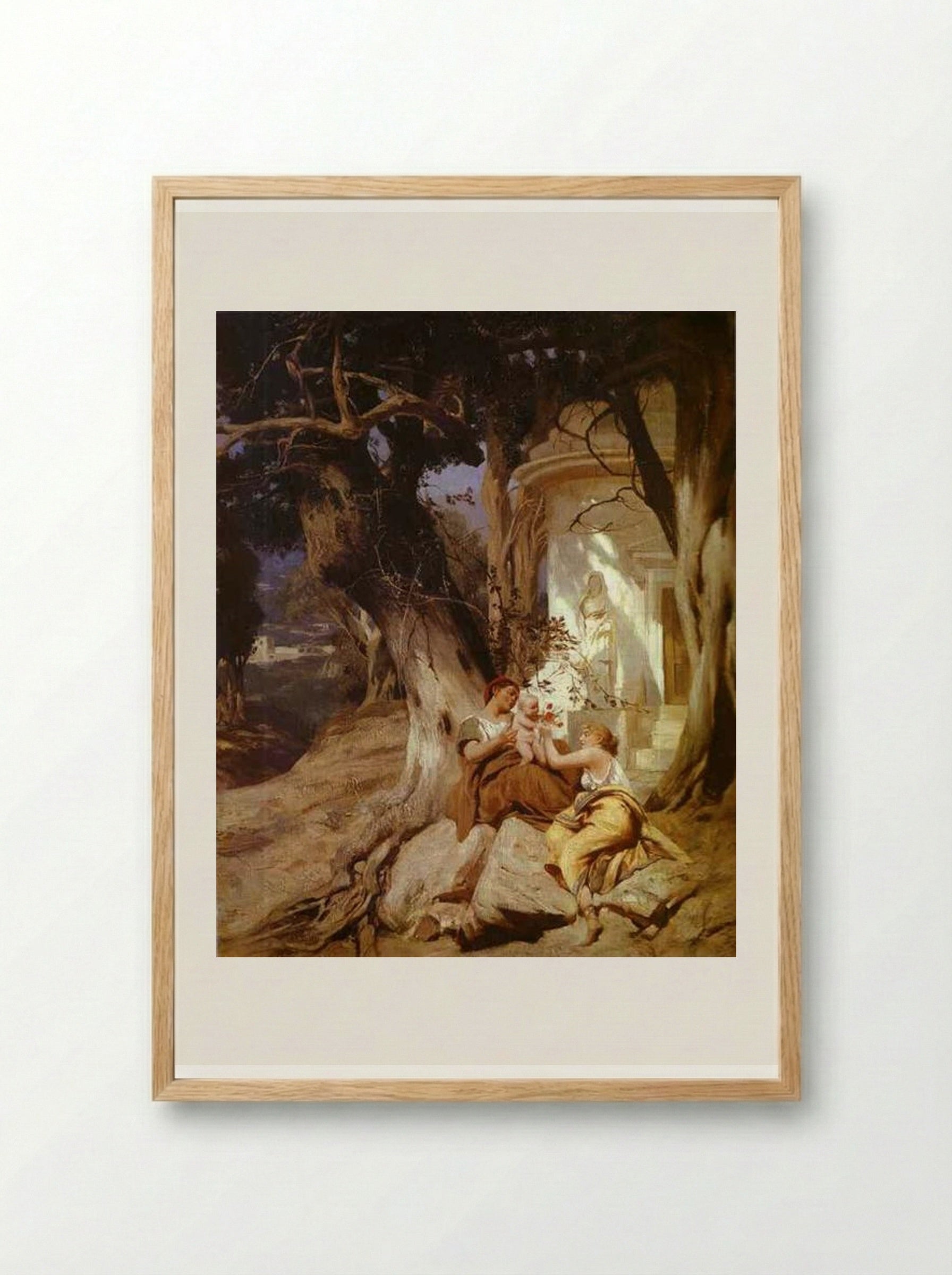 By a Temple (Idyll) - Henryk Siemiradzki - Framed Print Wood