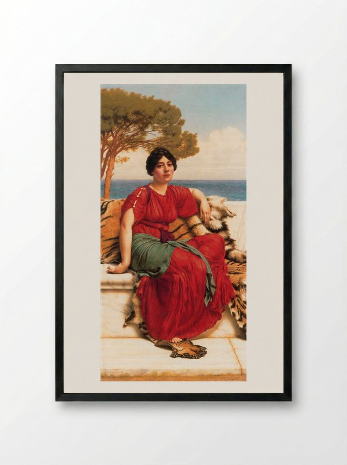 By the Blue Ionian Sea - John William Godward - Framed Print Black