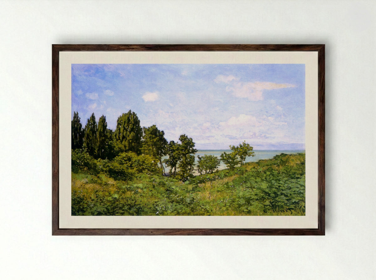 By the Sea - Claude Monet - Framed Print Dark Wood