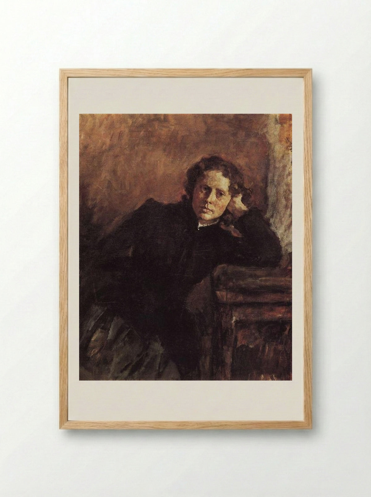 By the Window. Portrait of Olga Trubnikova - Valentin Serov - Framed Print Wood