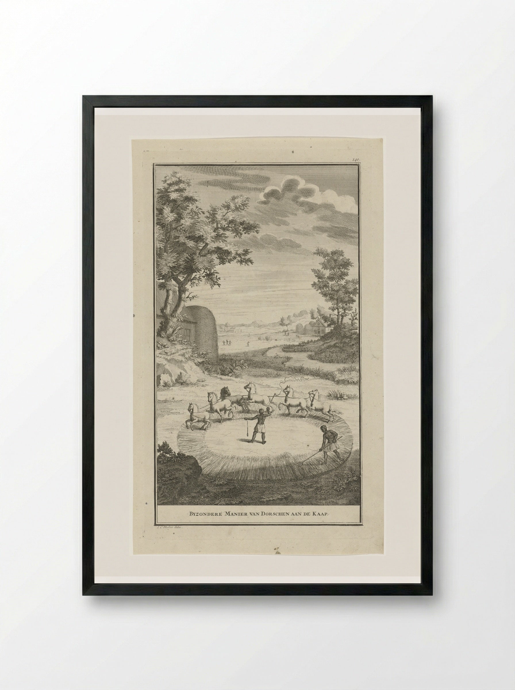 Byzondere manier van dorschen aan de Kaap - Jan Caspar Philips - Framed Print Black