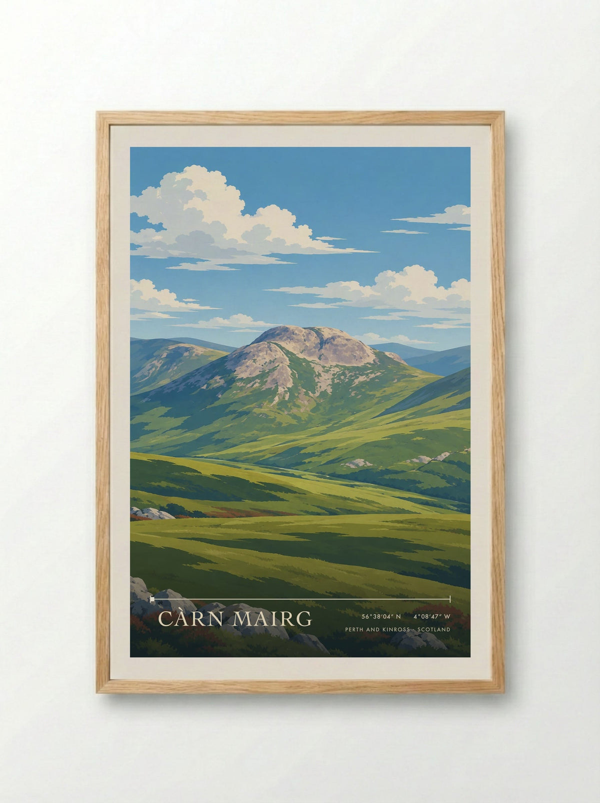Càrn Mairg, Perth and Kinross | Travel Poster - Framed Print Wood