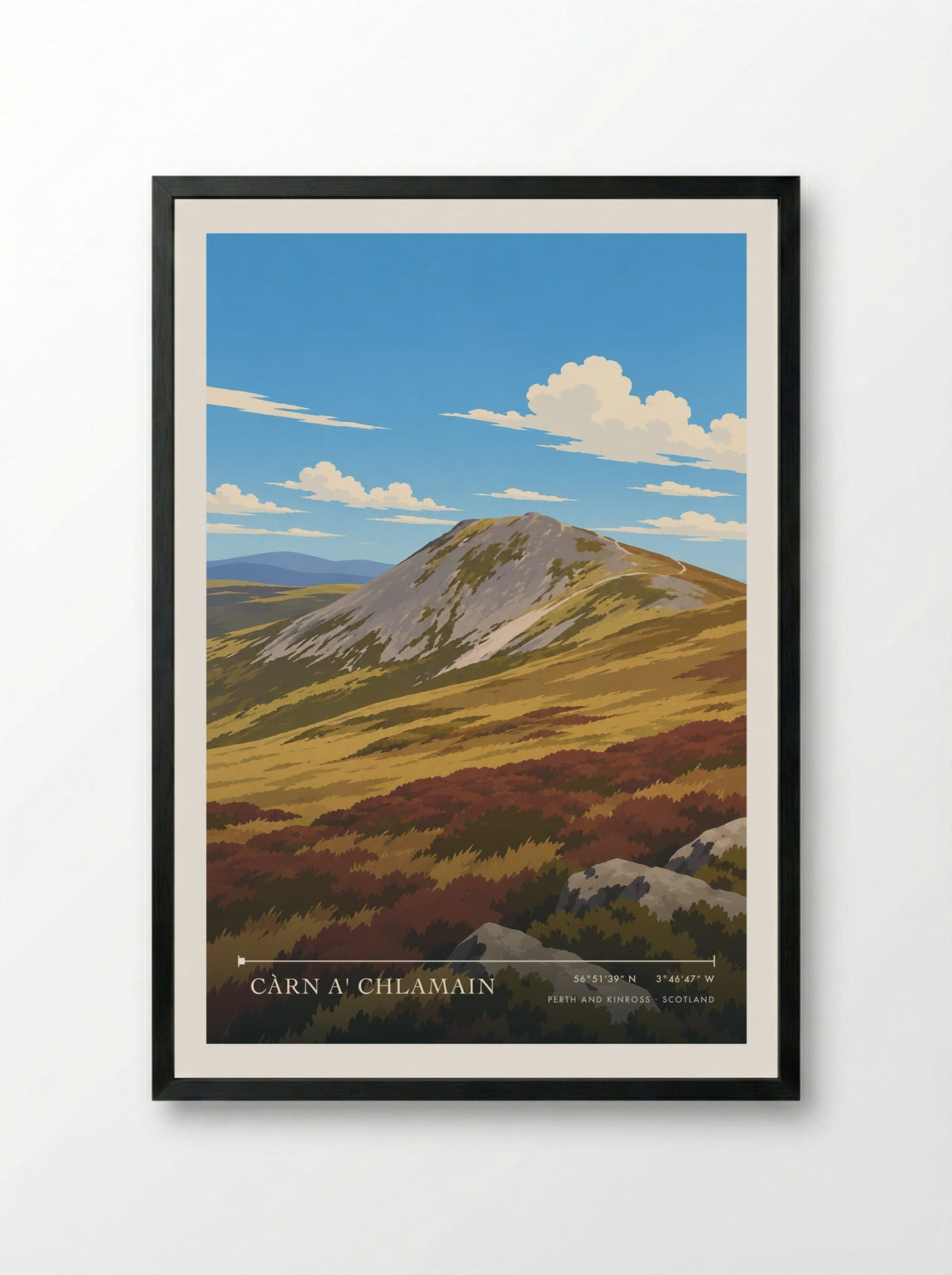 Càrn a' Chlamain, Perth and Kinross | Travel Poster - Framed Print Black