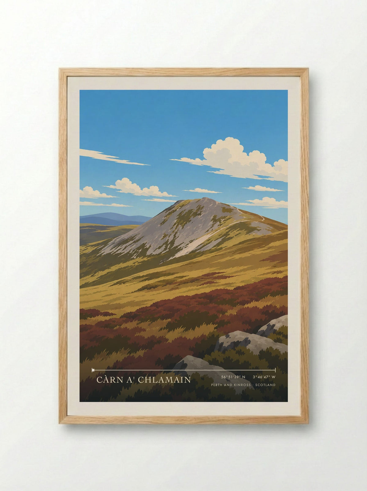 Càrn a' Chlamain, Perth and Kinross | Travel Poster - Framed Print Wood