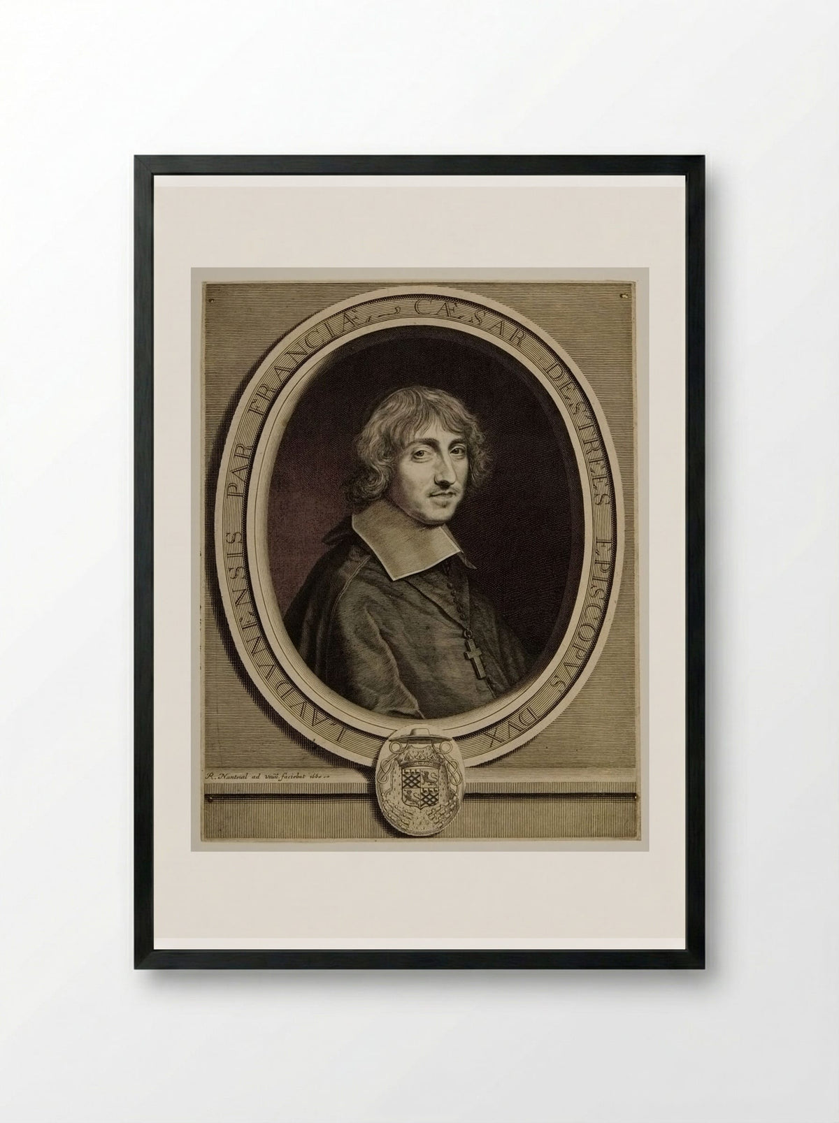 César, Cardinal d'Estrées, Evêque-Duc de Laon - Robert Nanteuil - Framed Print Black