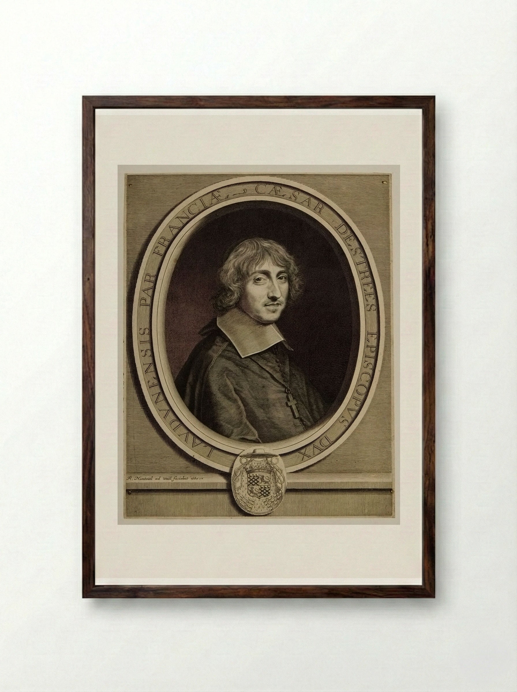 César, Cardinal d'Estrées, Evêque-Duc de Laon - Robert Nanteuil - Framed Print Dark Wood