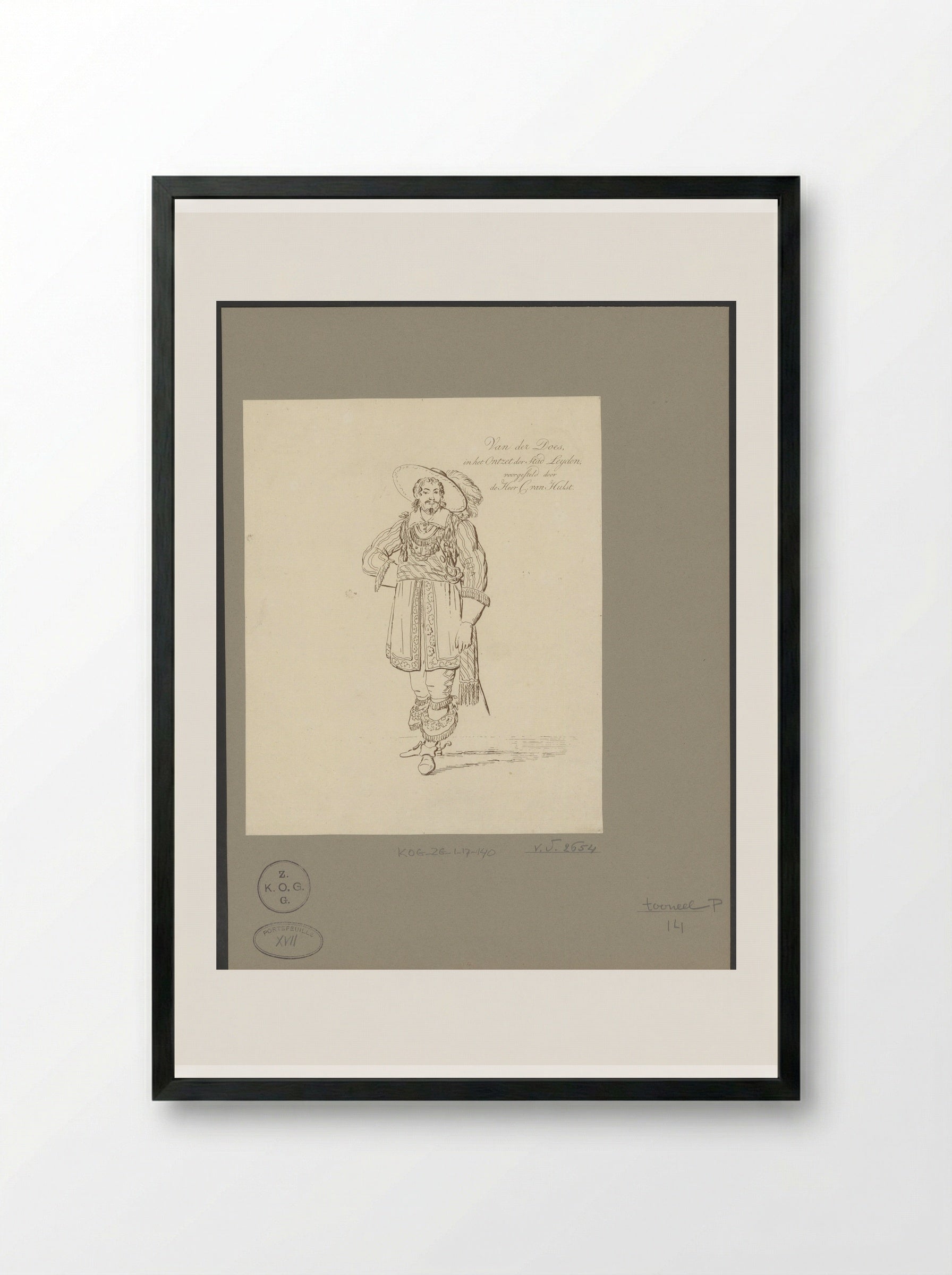 C. van Hulst in the role of Van der Does - Johannes Jelgerhuis - Framed Print Black