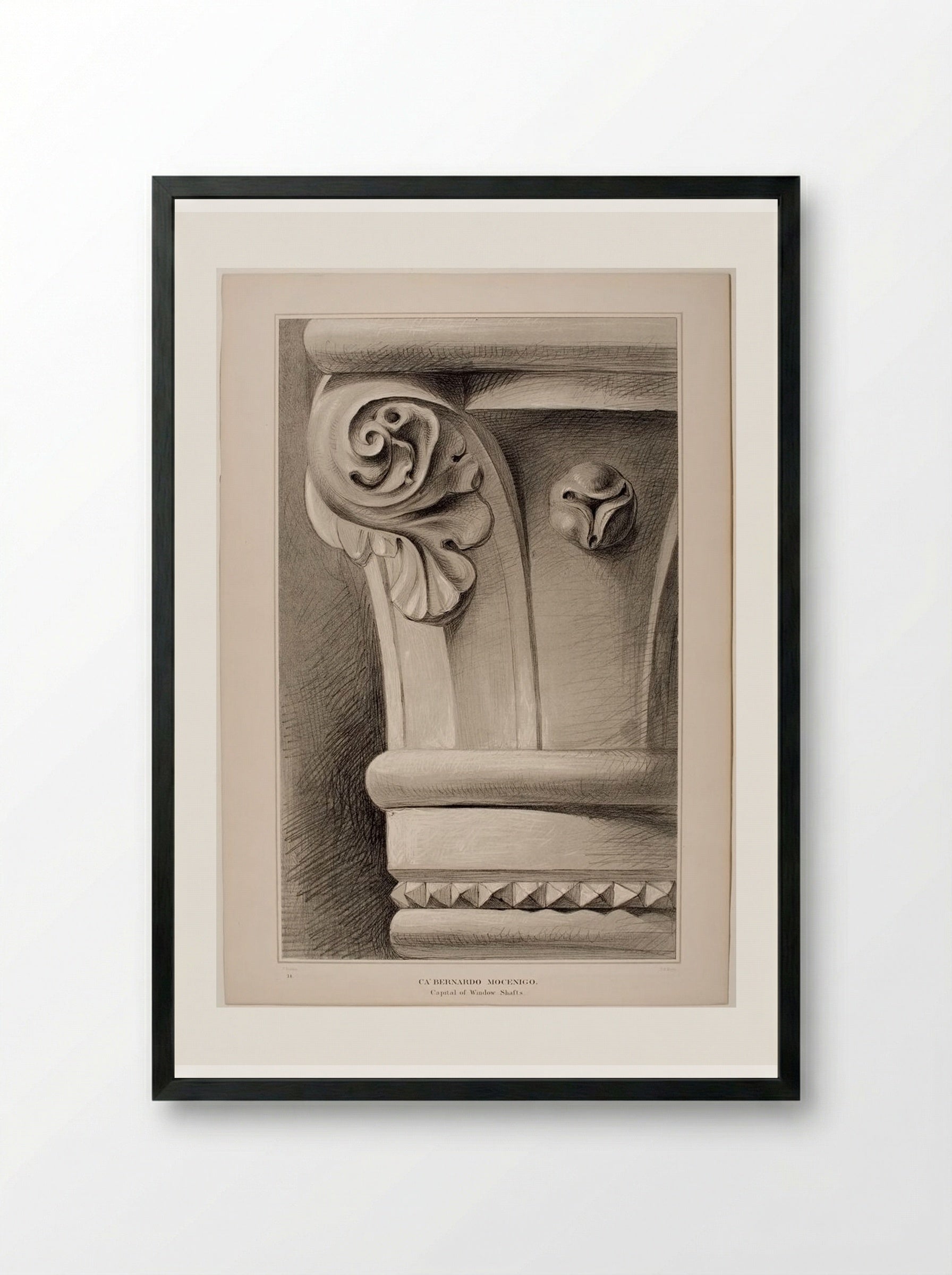 Ca' Bernardo Mocenigo: Capital of Window Shafts - Thomas Shotter Boys - Framed Print Black