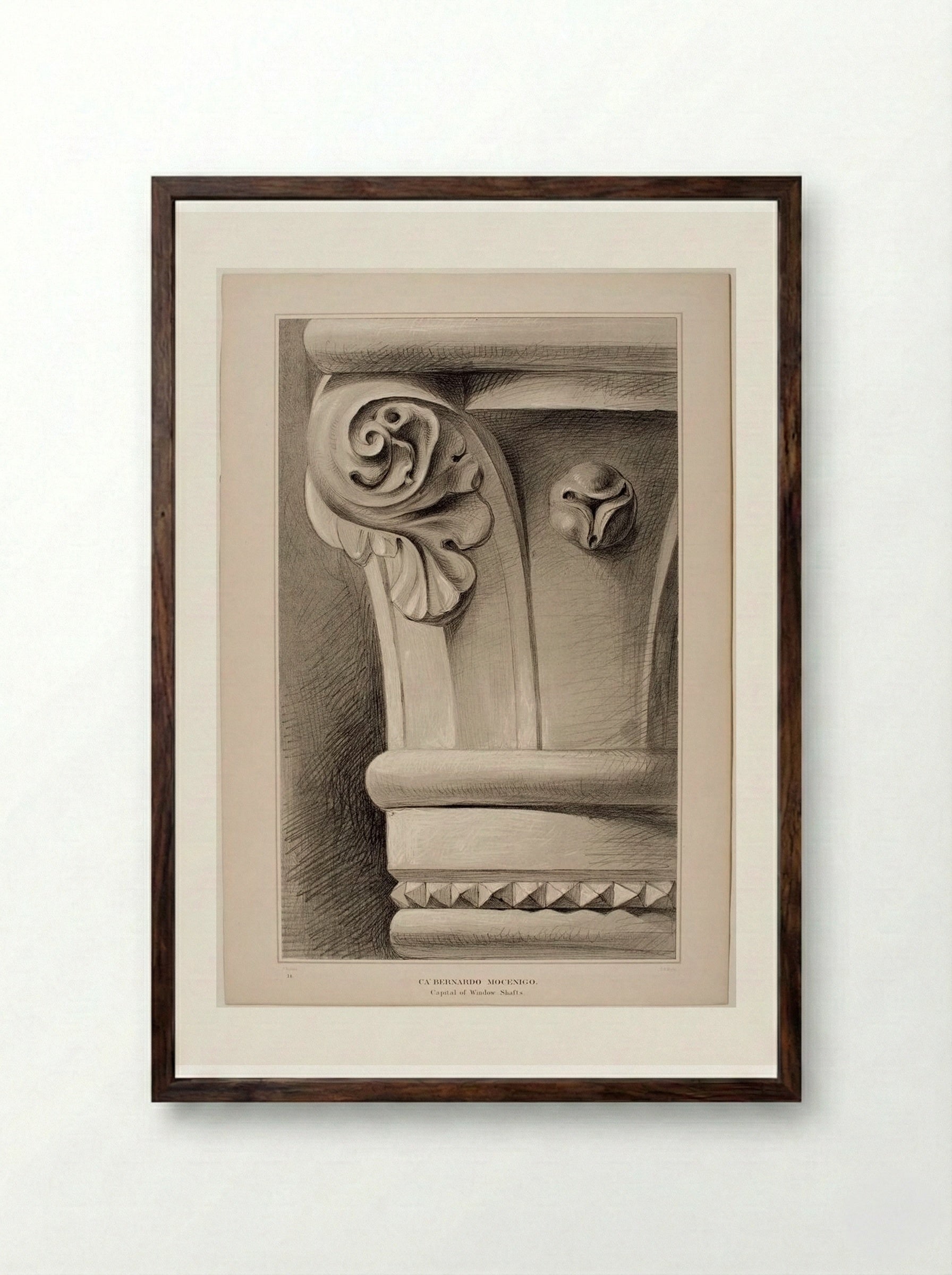 Ca' Bernardo Mocenigo: Capital of Window Shafts - Thomas Shotter Boys - Framed Print Dark Wood