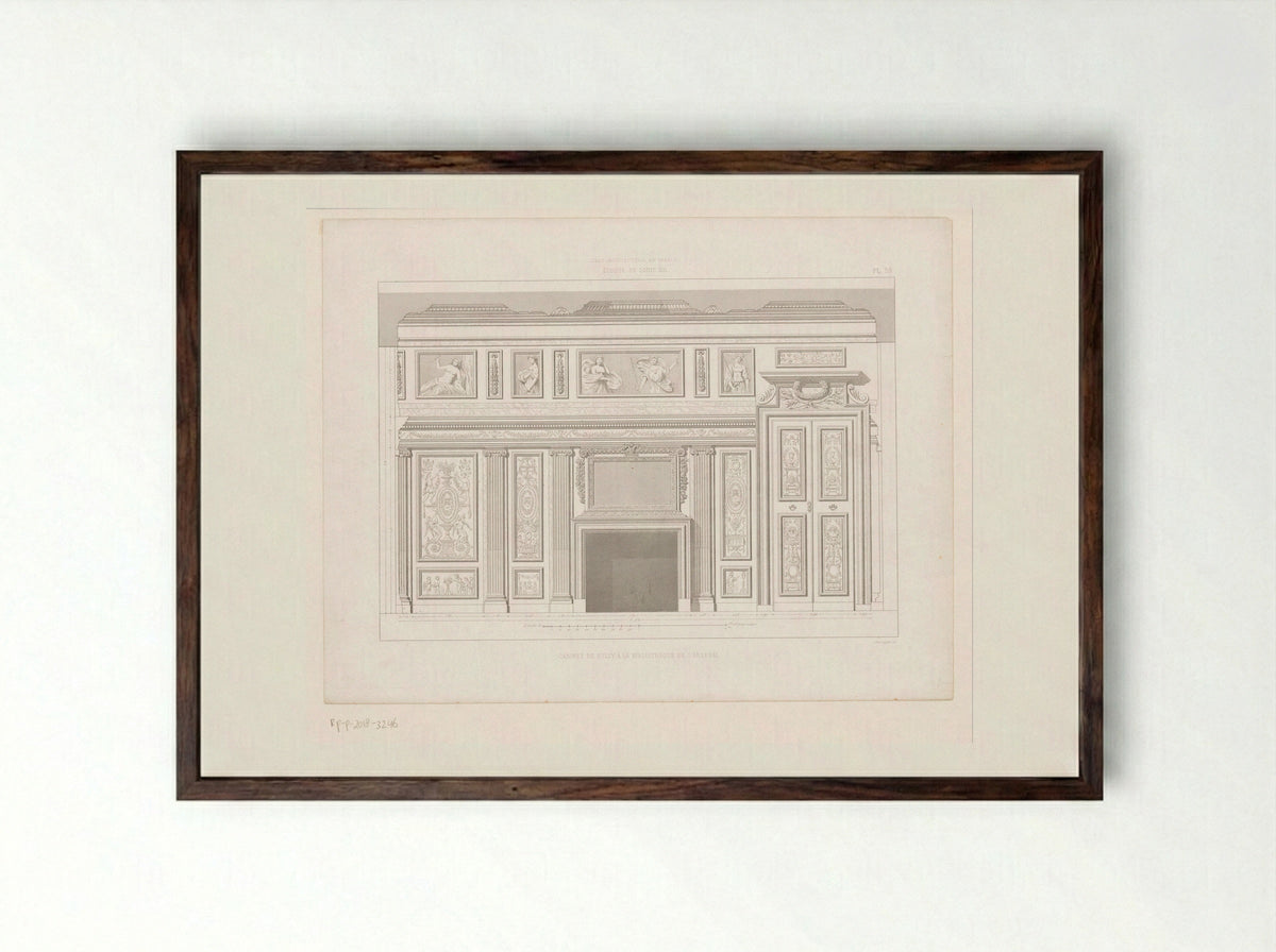 Cabinet de Sully à la Bibliothèque de l'Arsenal - Noblet et Baudry - Framed Print Dark Wood