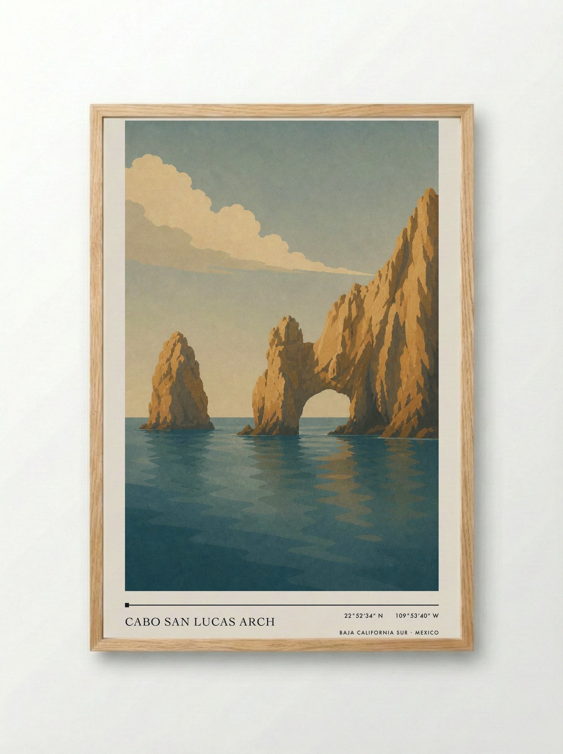 Cabo San Lucas Arch Travel Poster Artwork - Framed Print Wood