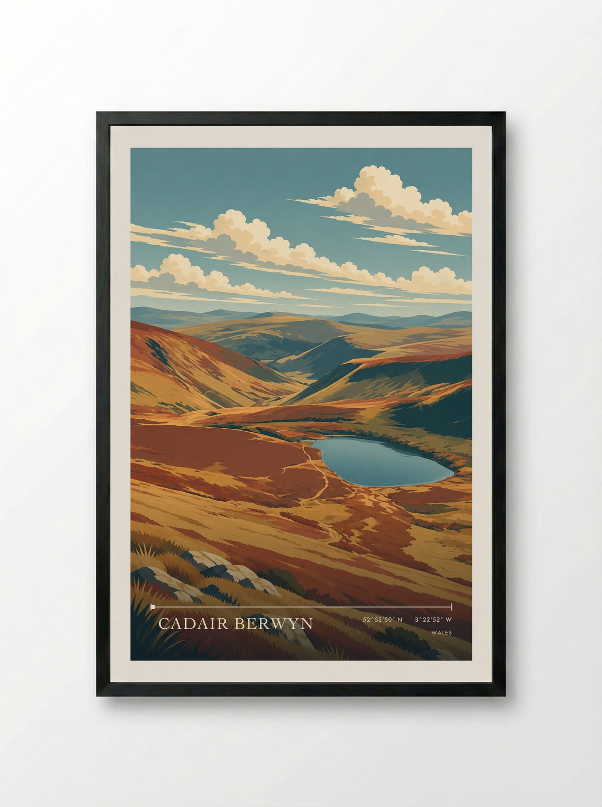 Cadair Berwyn | Travel Poster - Framed Print Black