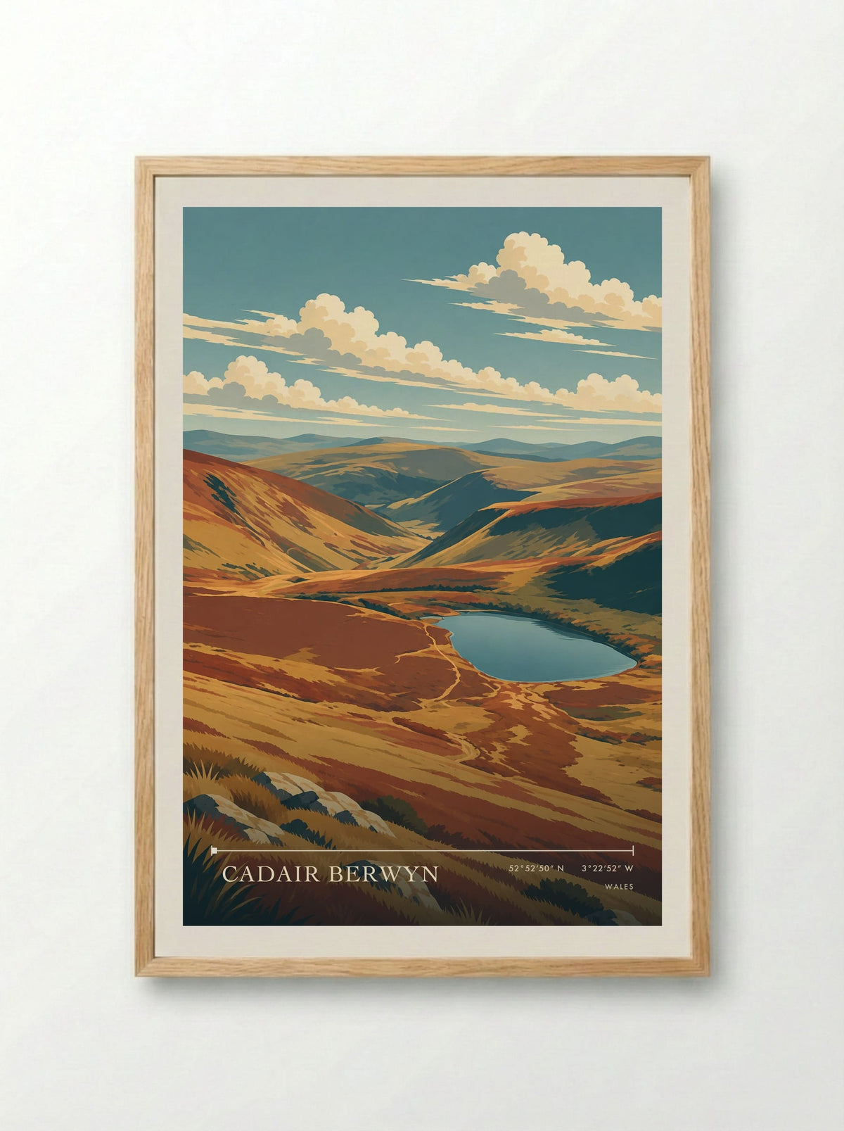 Cadair Berwyn | Travel Poster - Framed Print Wood