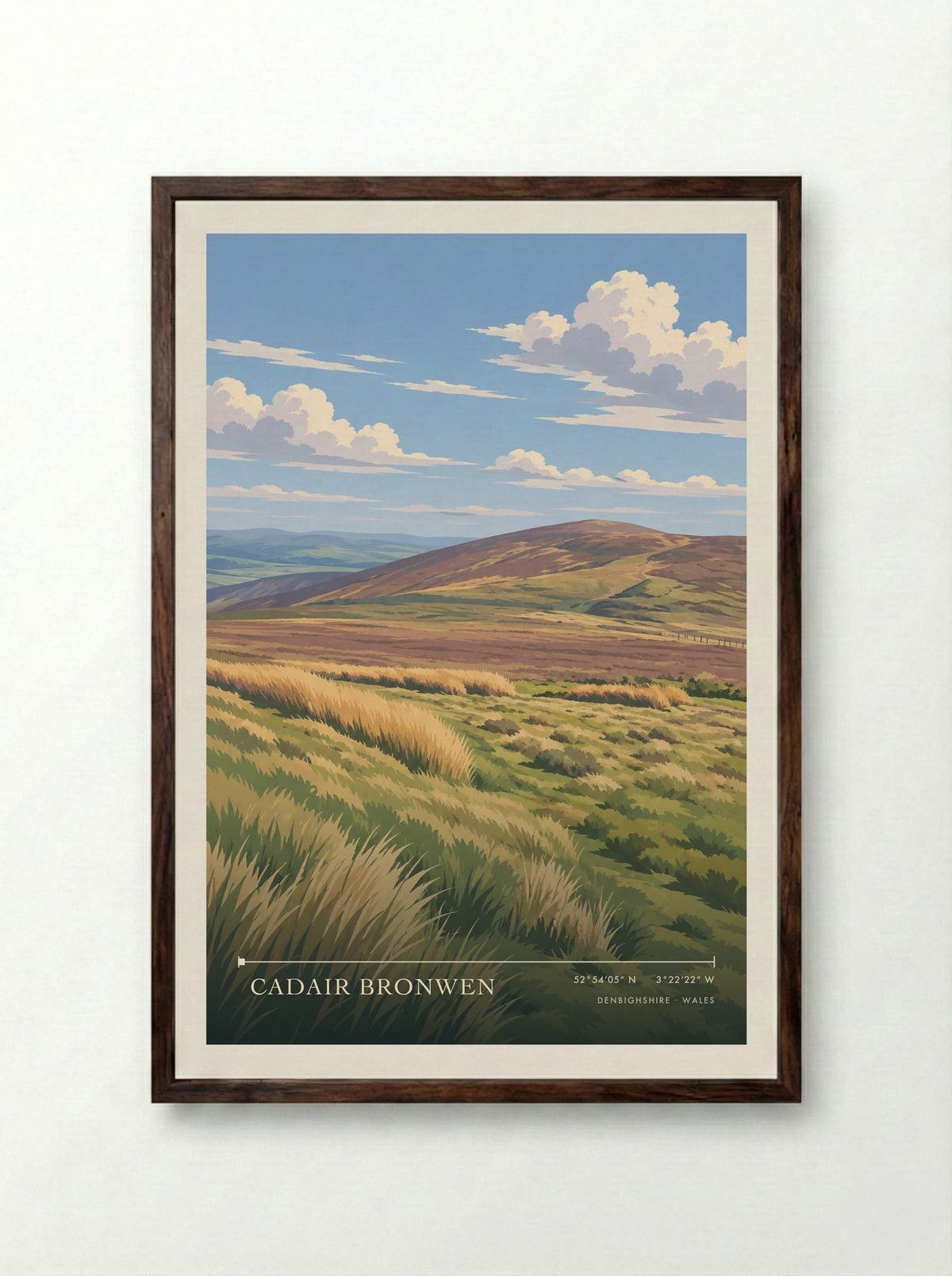 Cadair Bronwen, Denbighshire | Travel Poster - Framed Print Dark Wood