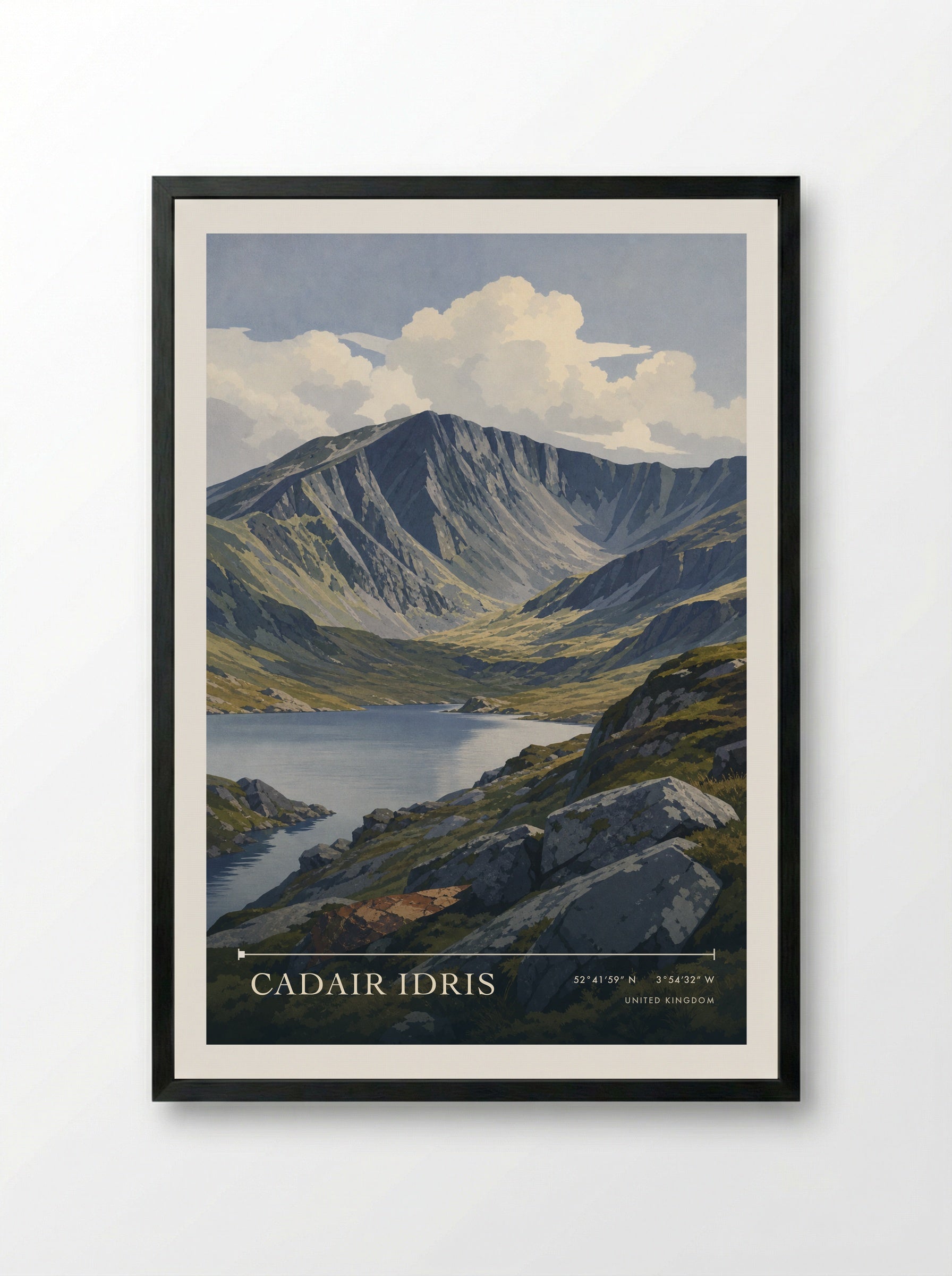 Cadair Idris United Kingdom Travel Poster - Framed Print Black
